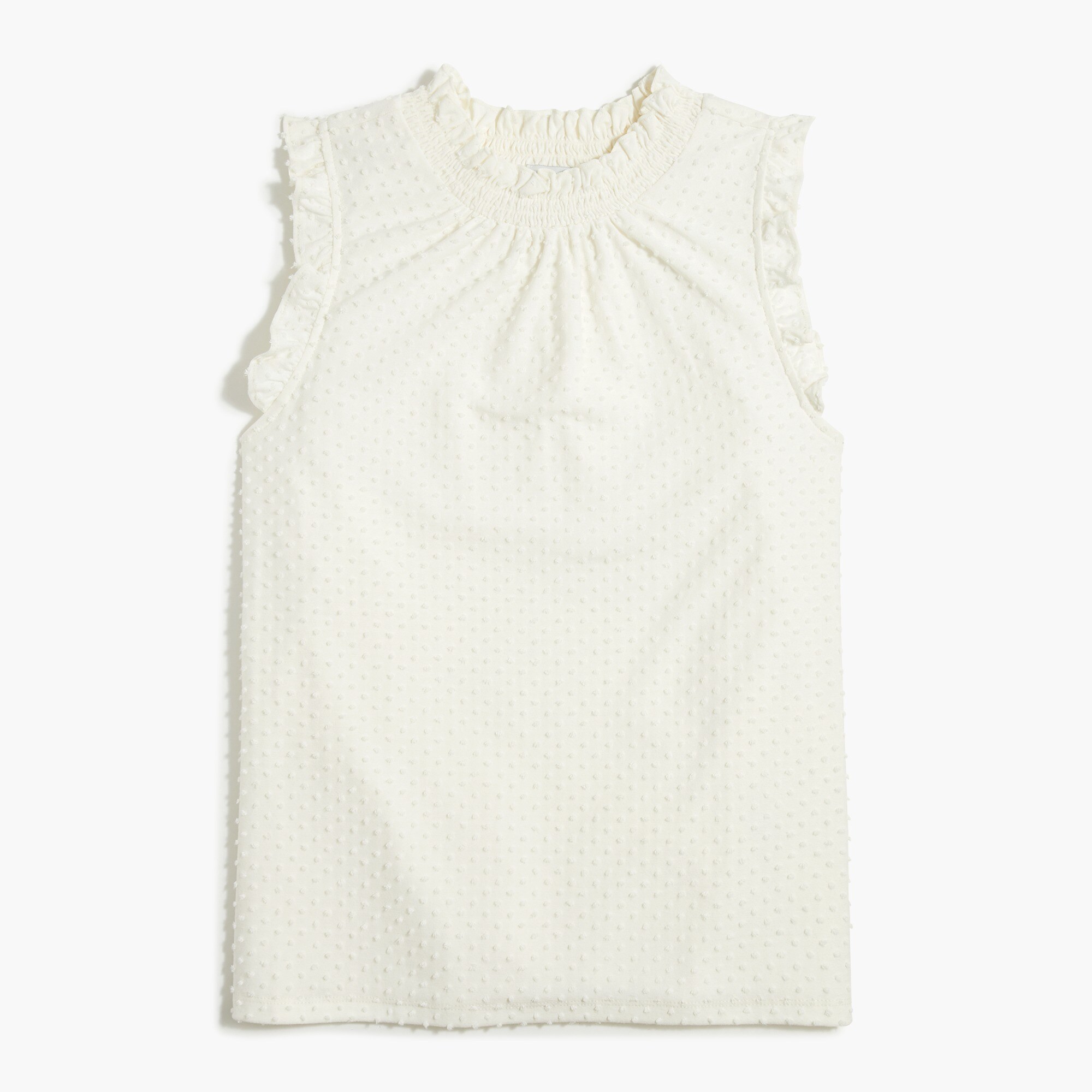 swiss dot smocked-neck tank for women