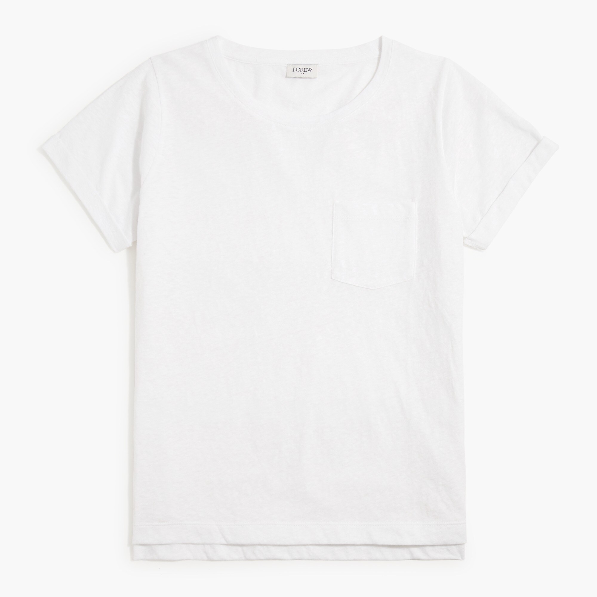 slub cotton-blend rolled short-sleeve tee for women
