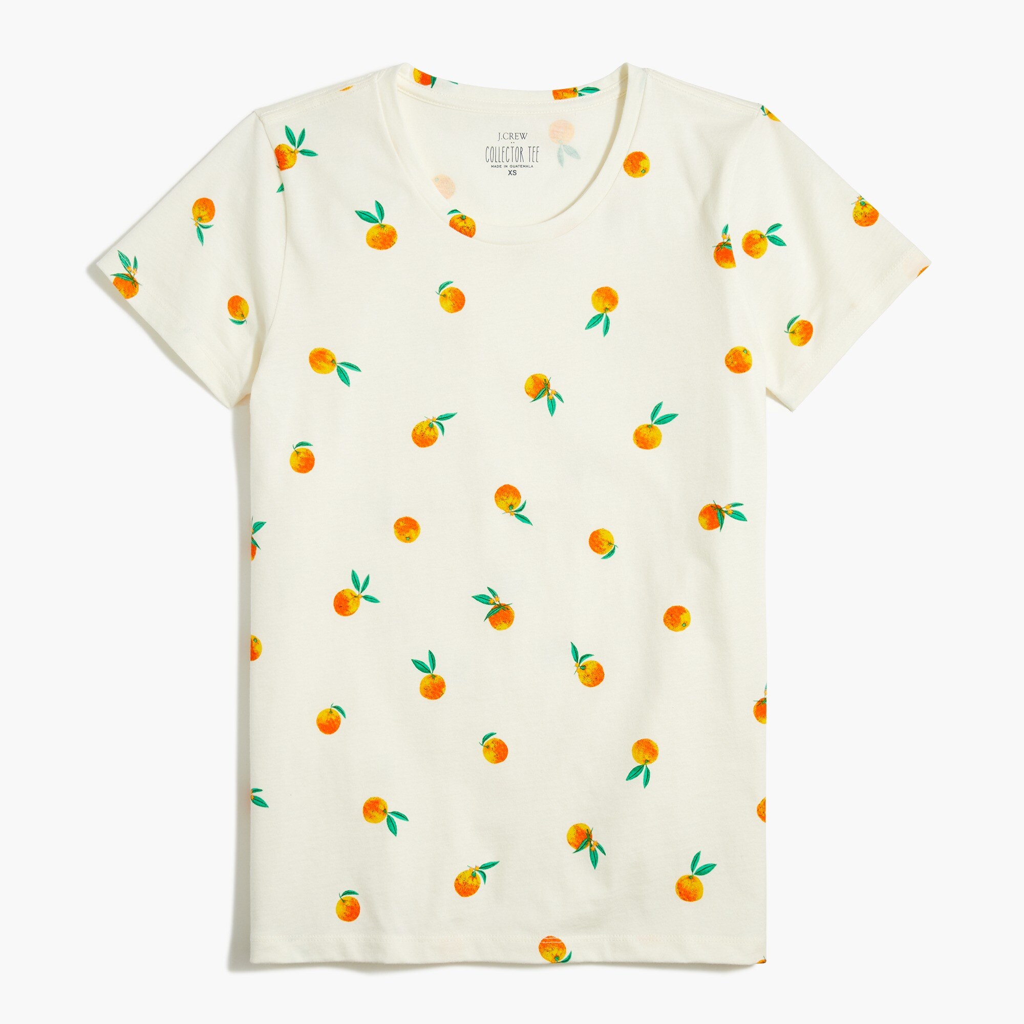 orange-print graphic tee for women