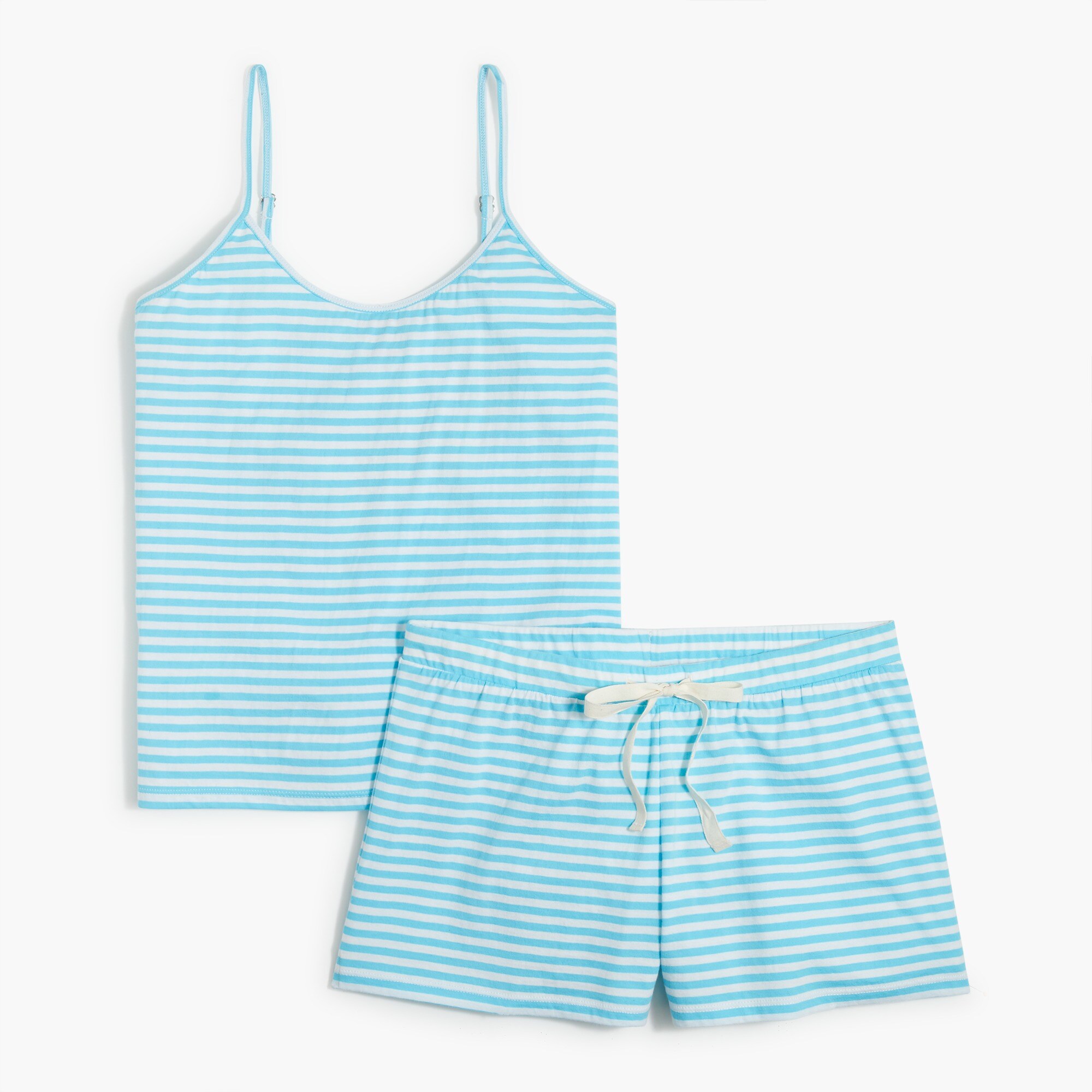 striped jersey tank and short pajama set for women