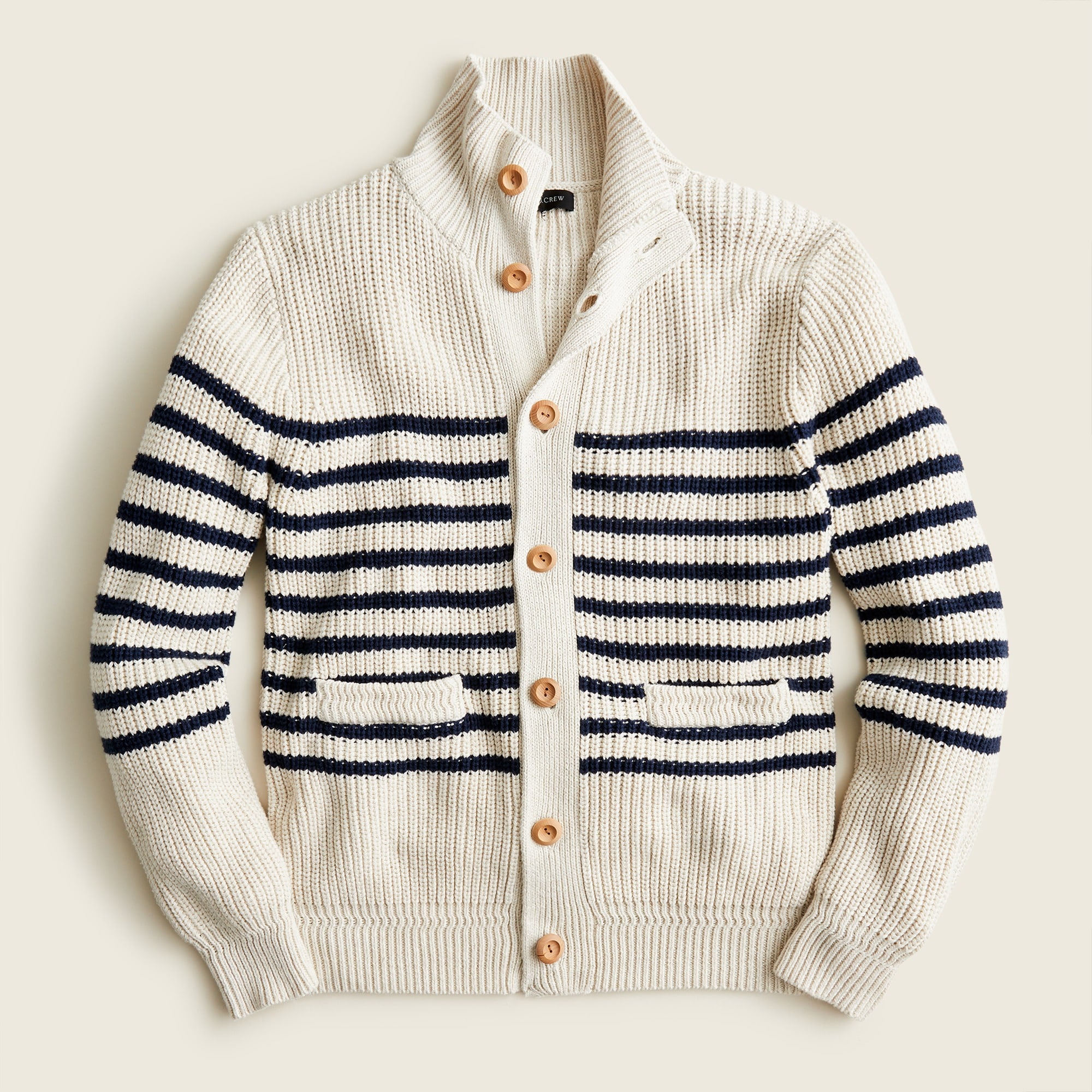 J.Crew Cotton Cardigan Sweater In Stripe For Men