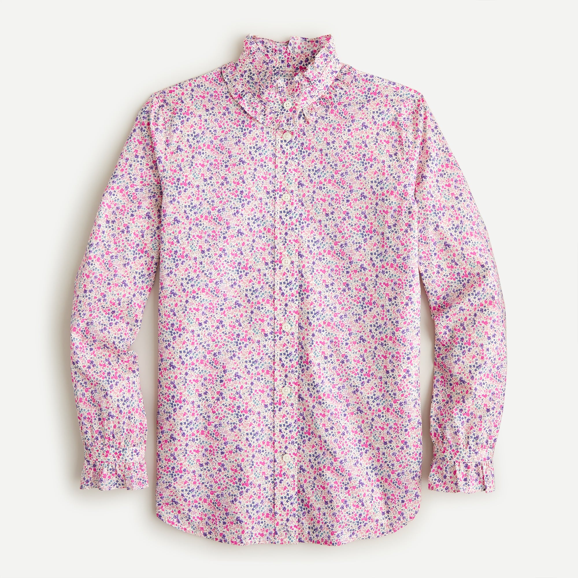 J.Crew: Classic-fit Ruffleneck Shirt In Liberty® Phoebe Floral For Women