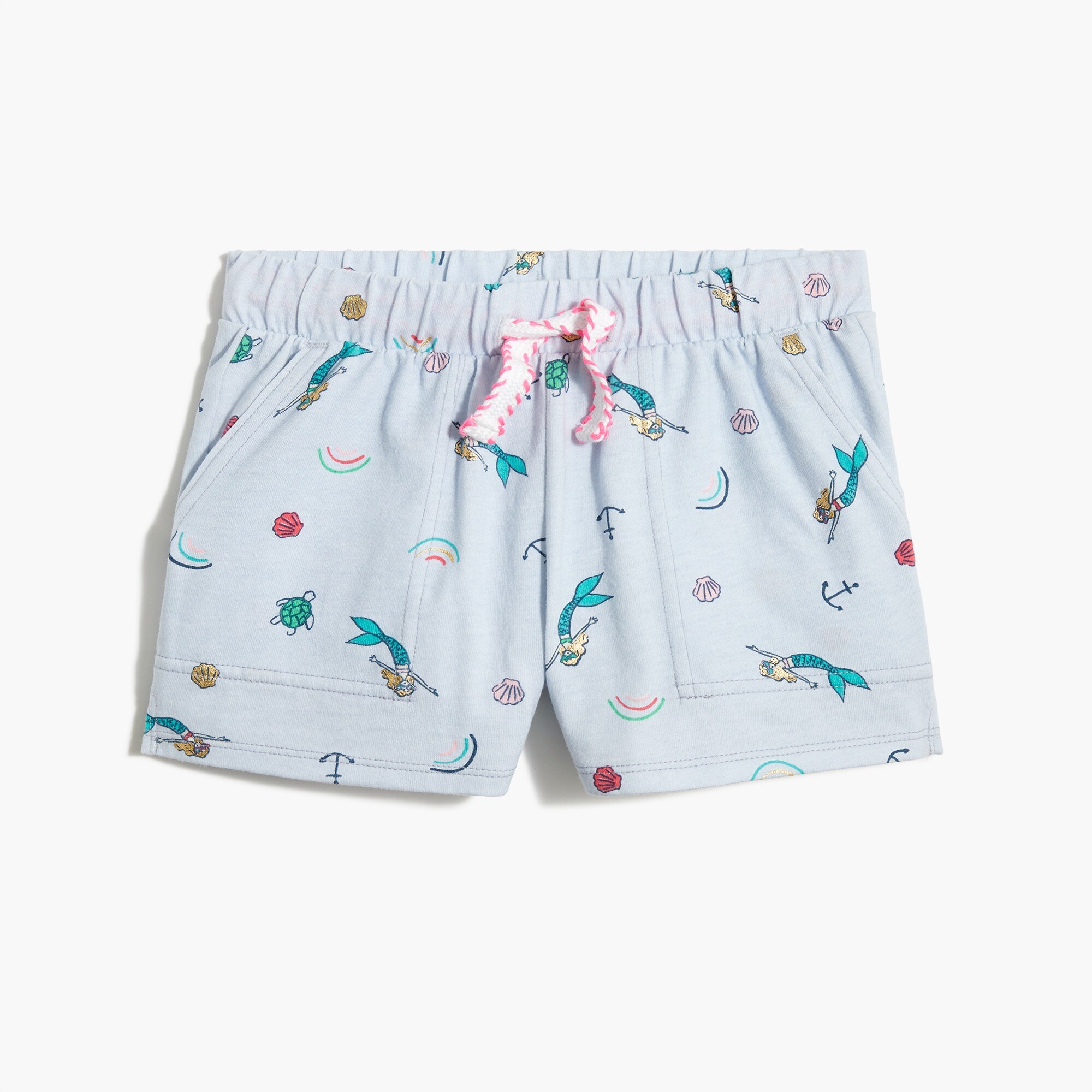 Girls' mermaid knit drawstring short