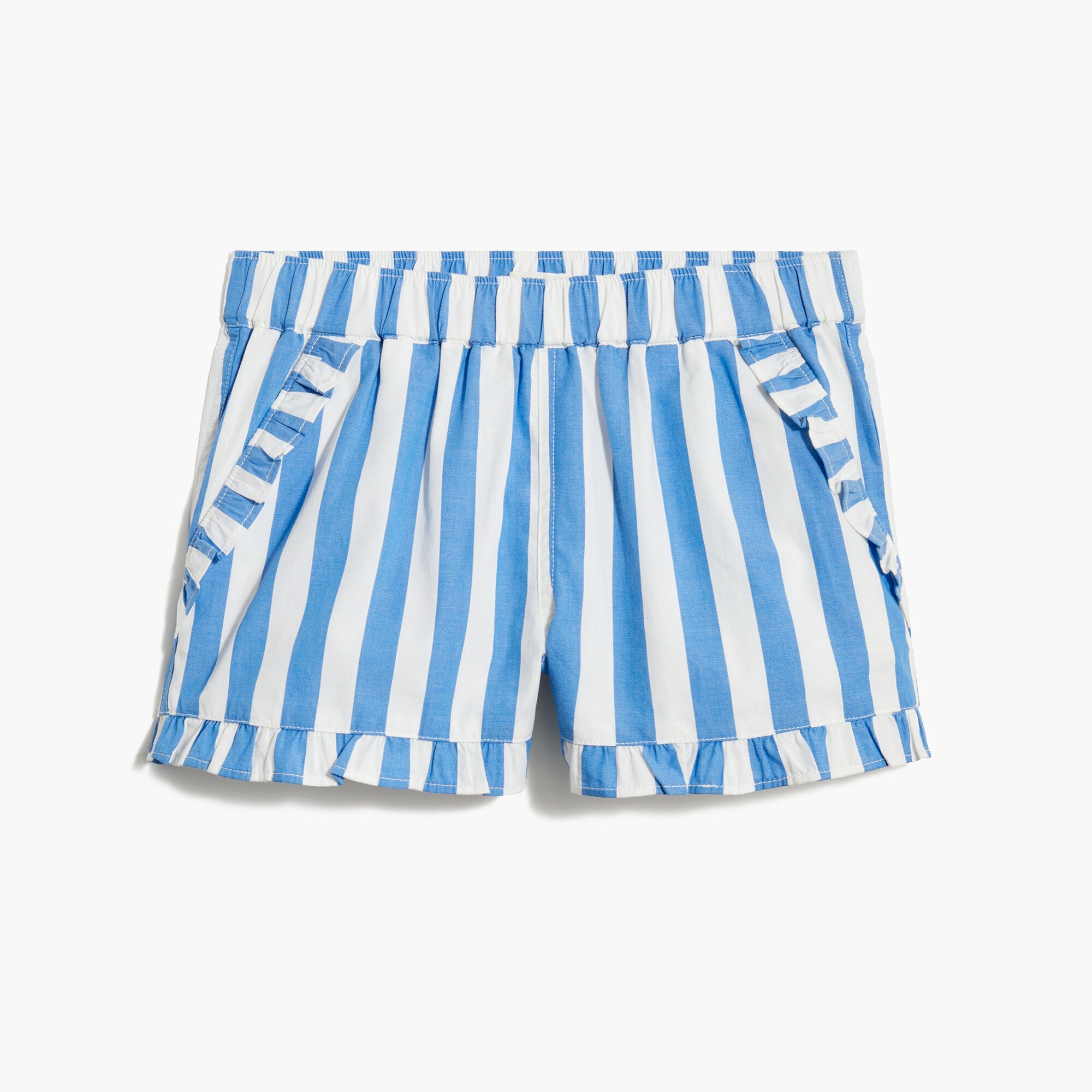 Girls' striped cotton poplin short