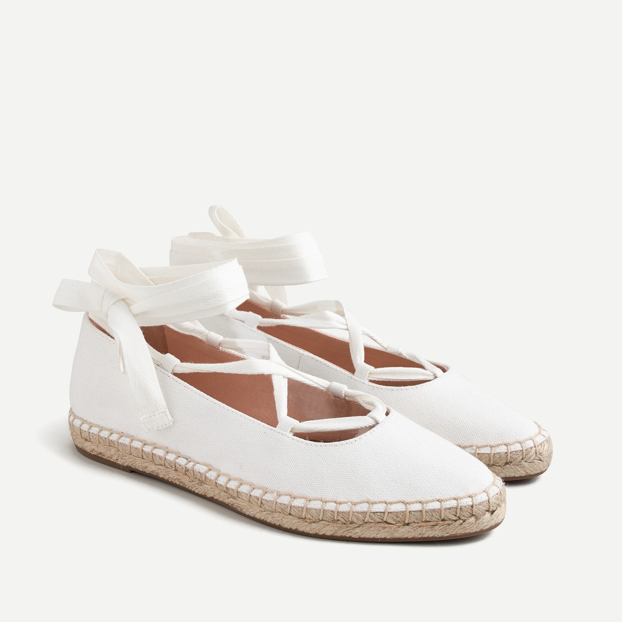 Canvas lace-up espadrille flats