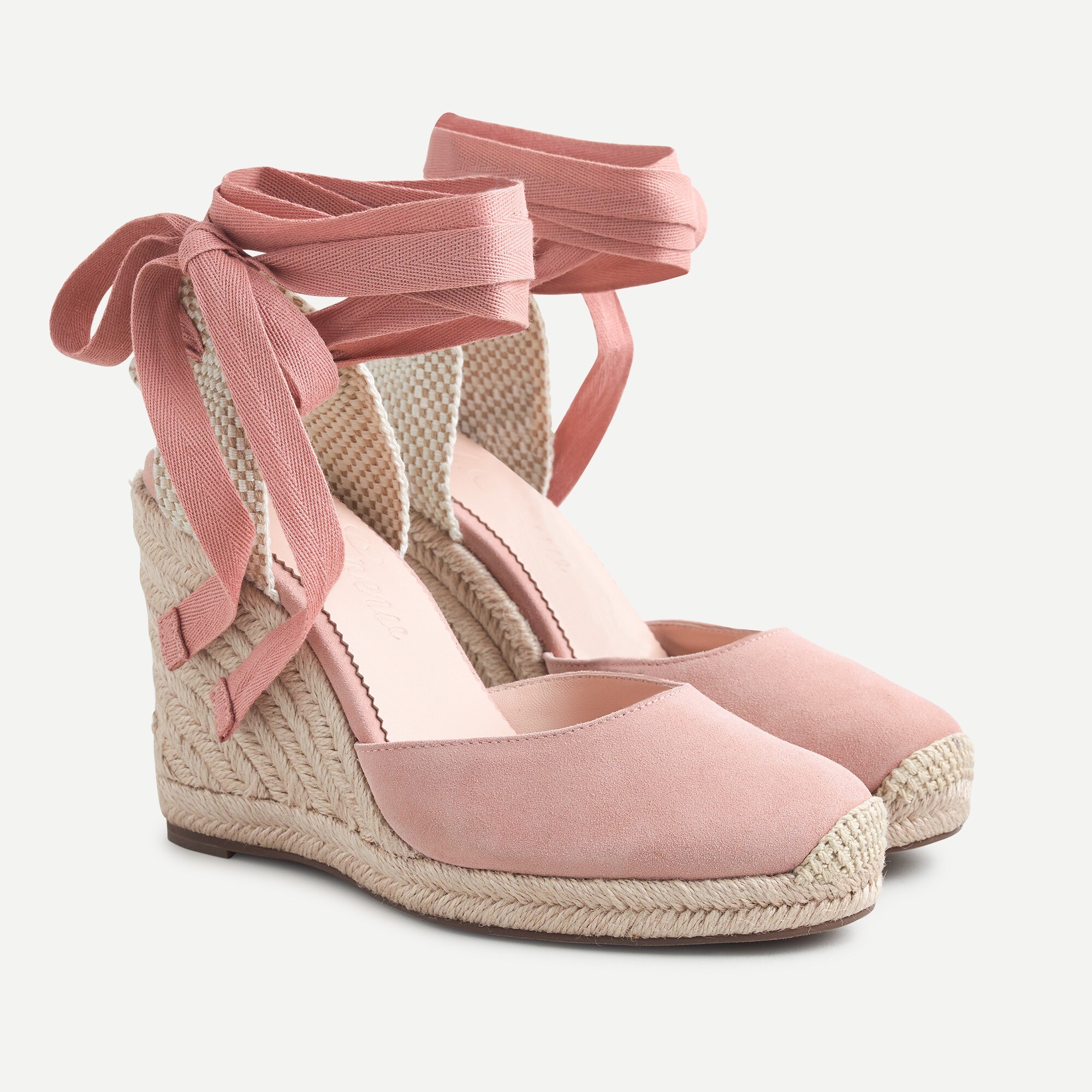 Round-toe suede espadrille wedges