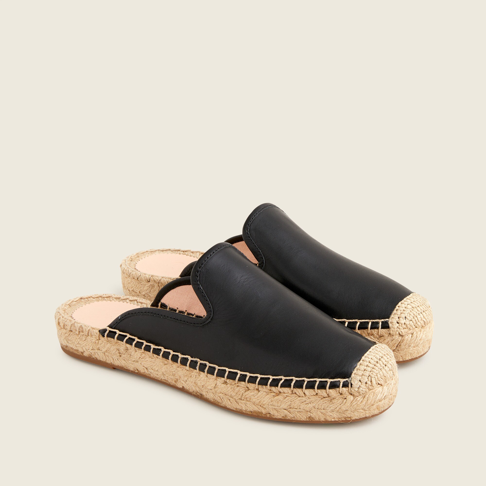 Leather espadrille mules