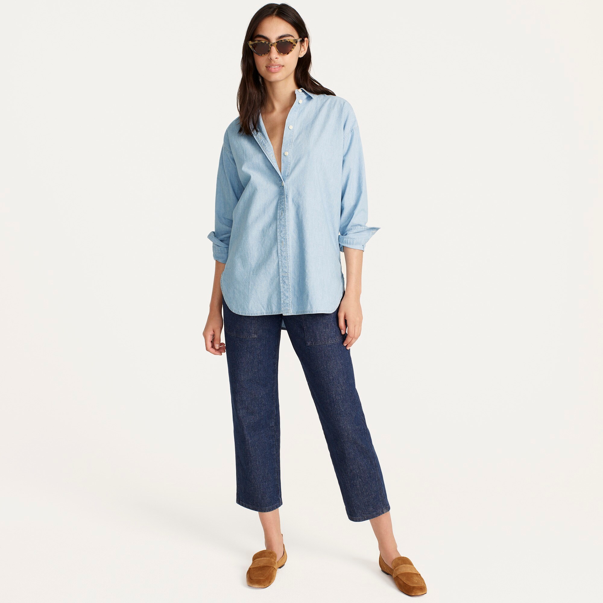 J.Crew: Relaxed-fit Chambray Shirt For Women