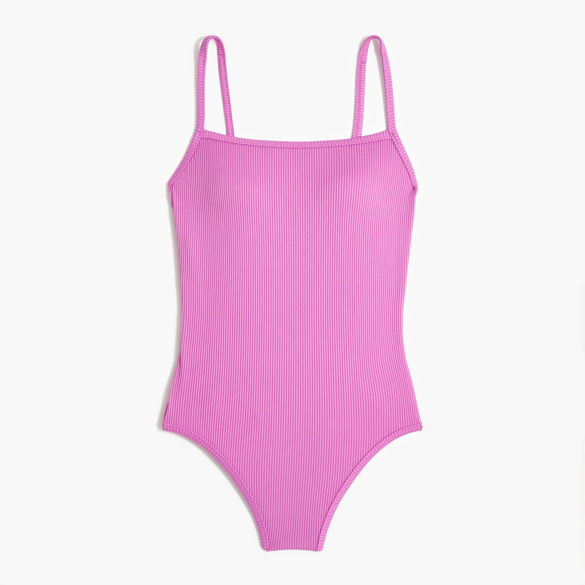 Ribbed square-neck one-piece