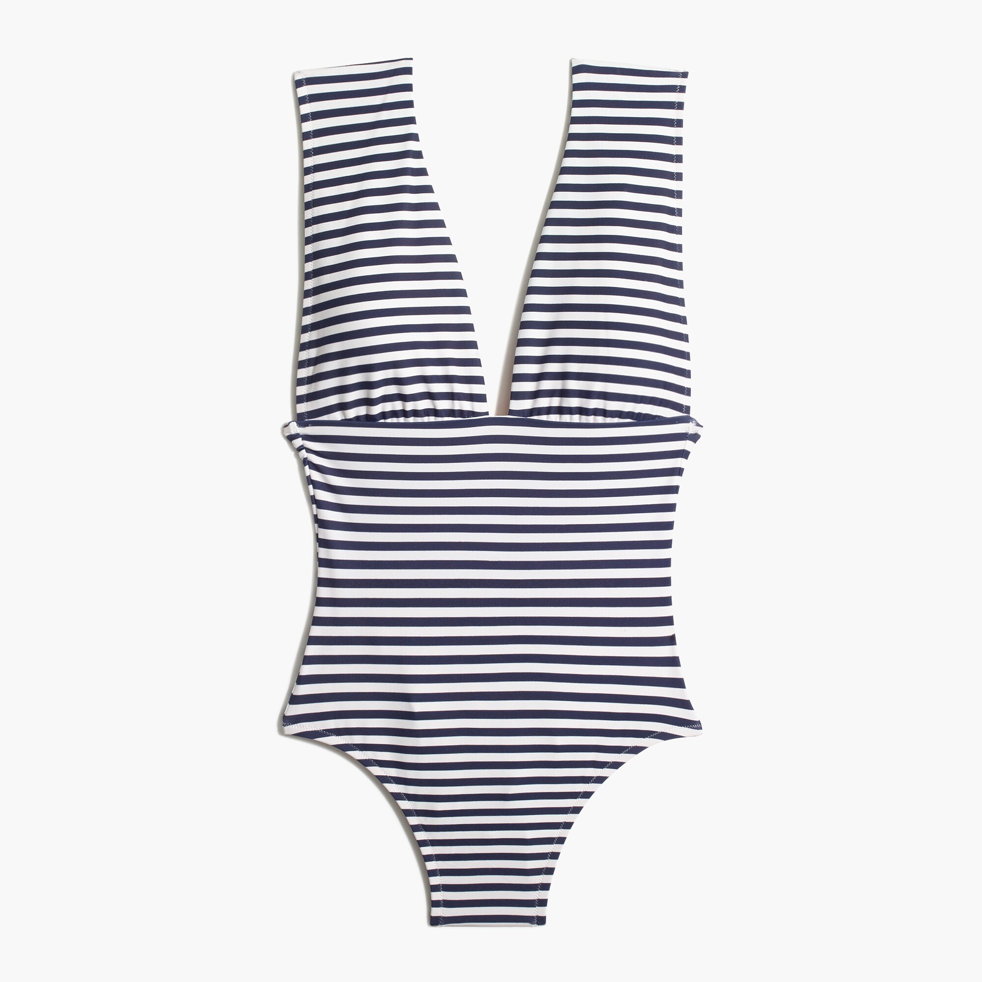 Striped V-neck one-piece swimsuit