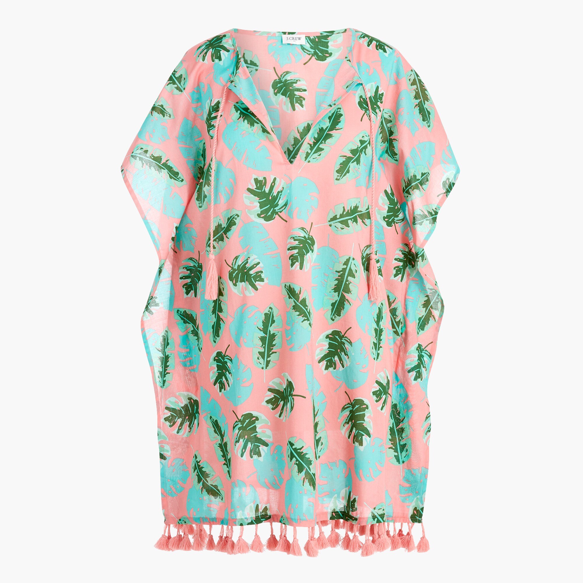 Palm-print sleeveless cover-up tunic