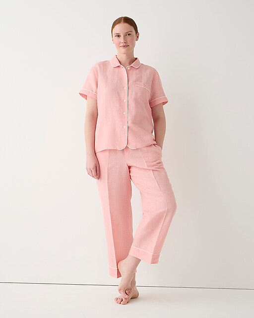 womens Linen-cotton short-sleeve pajama set