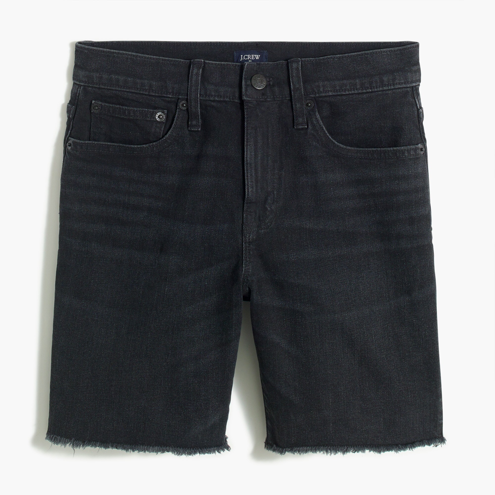 Long denim short in washed black