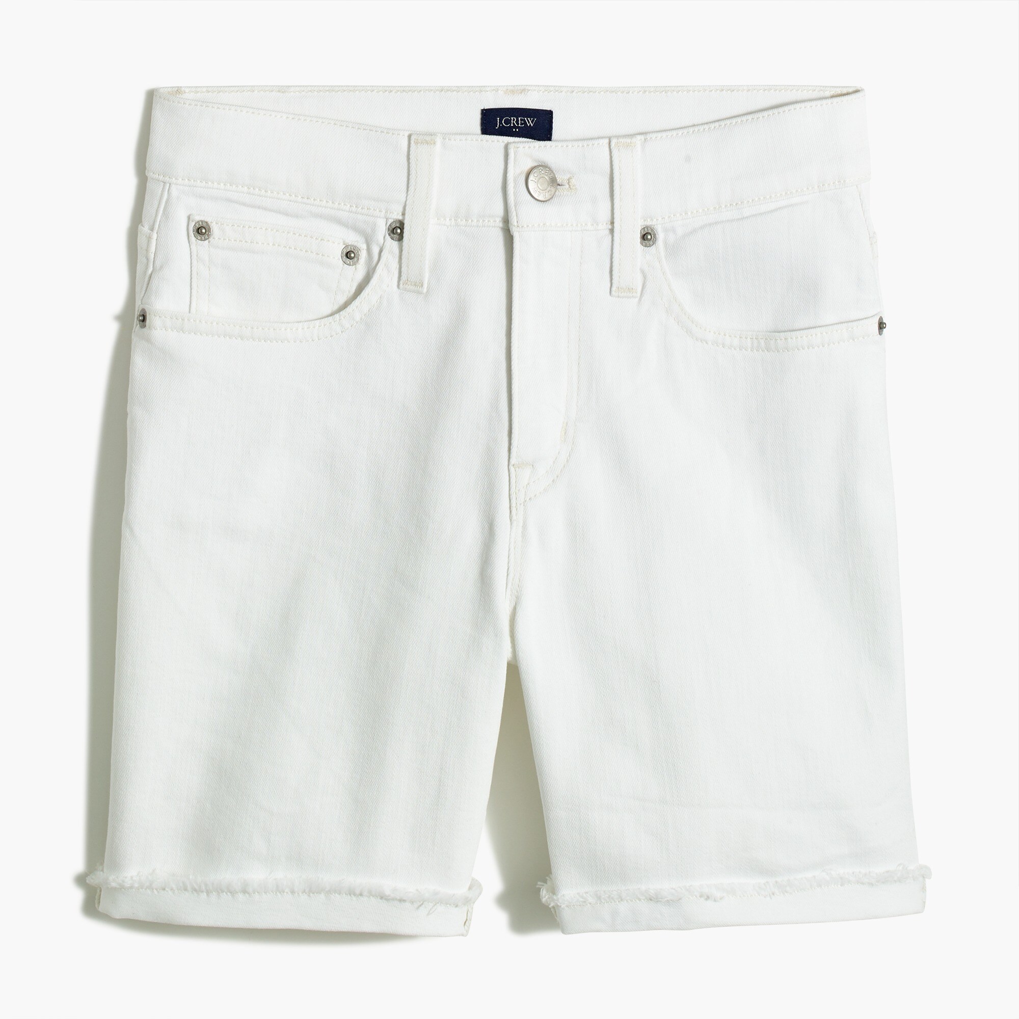 long denim short in white for women