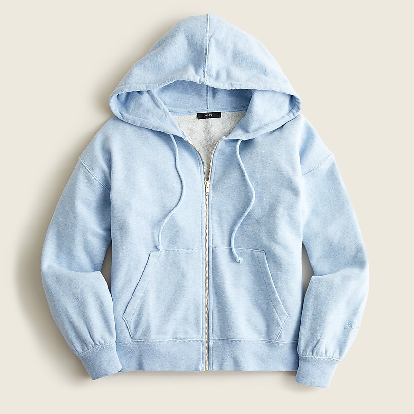 j.crew: university terry zip-up hoodie with crew™ logo for women, right side, view zoomed