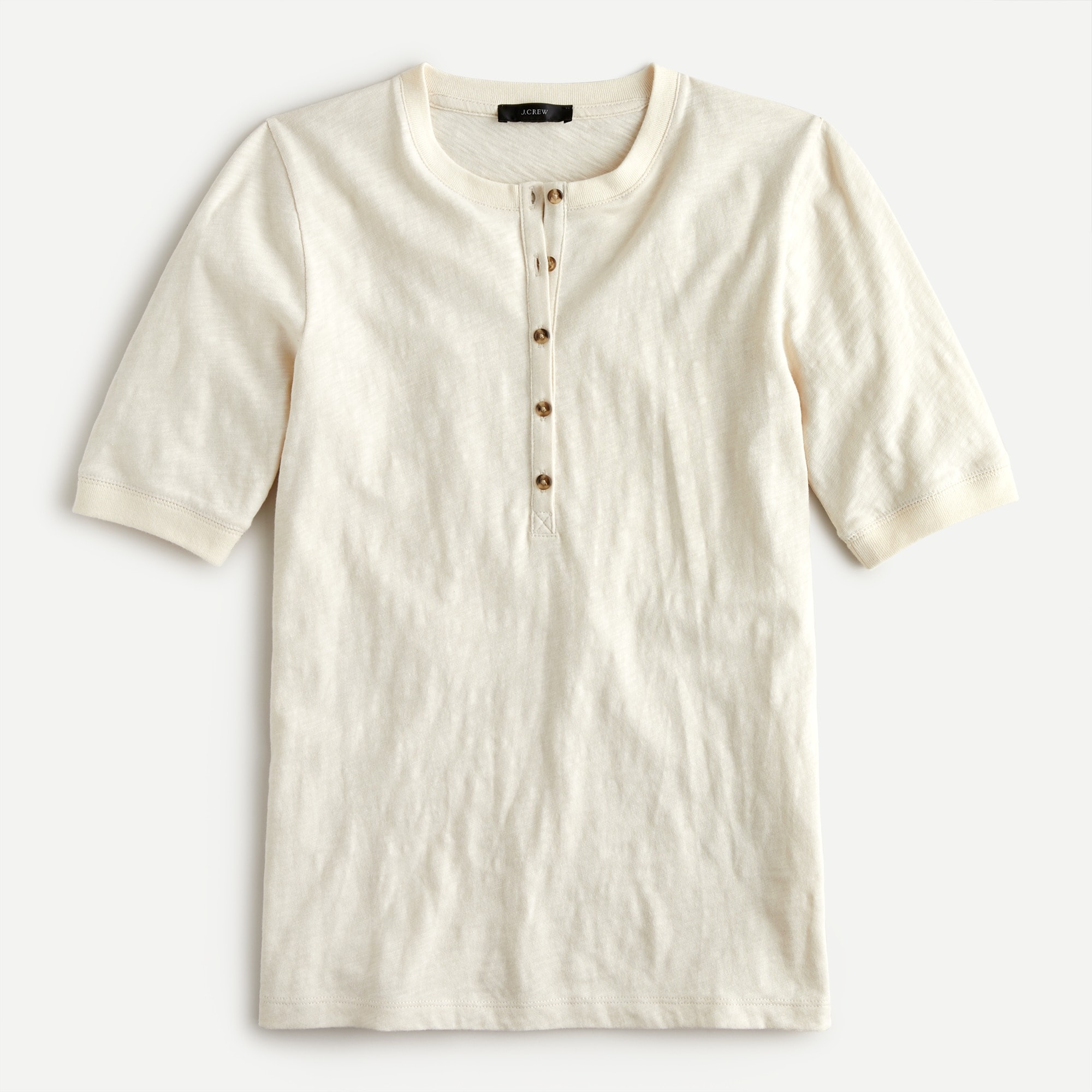 Slub cotton henley T-shirt