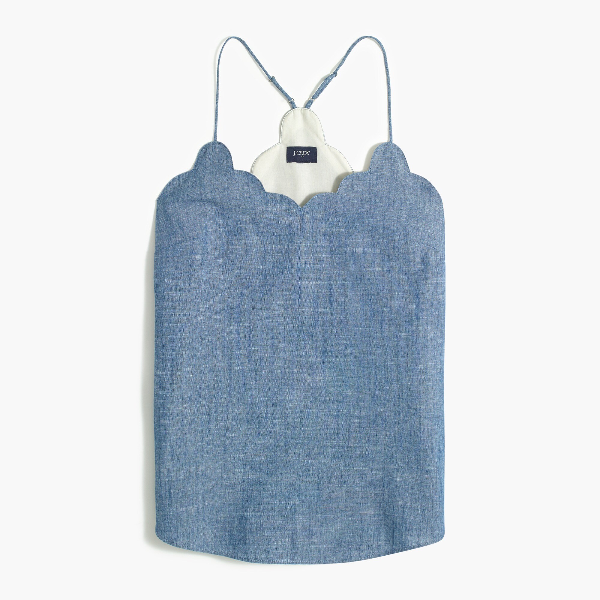 chambray scalloped cami top for women