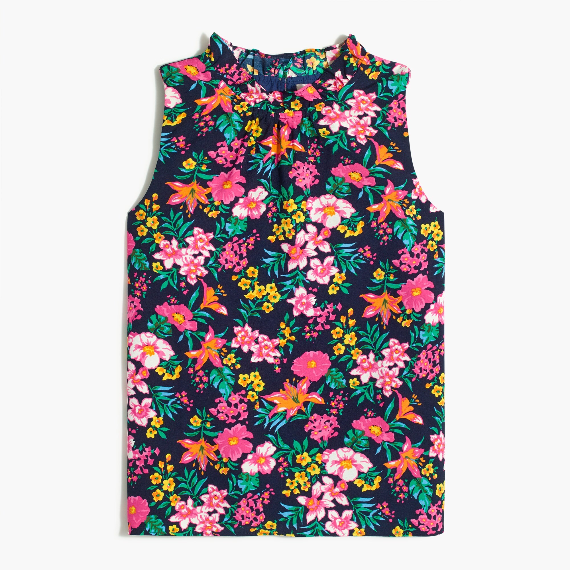 Printed ruffleneck top