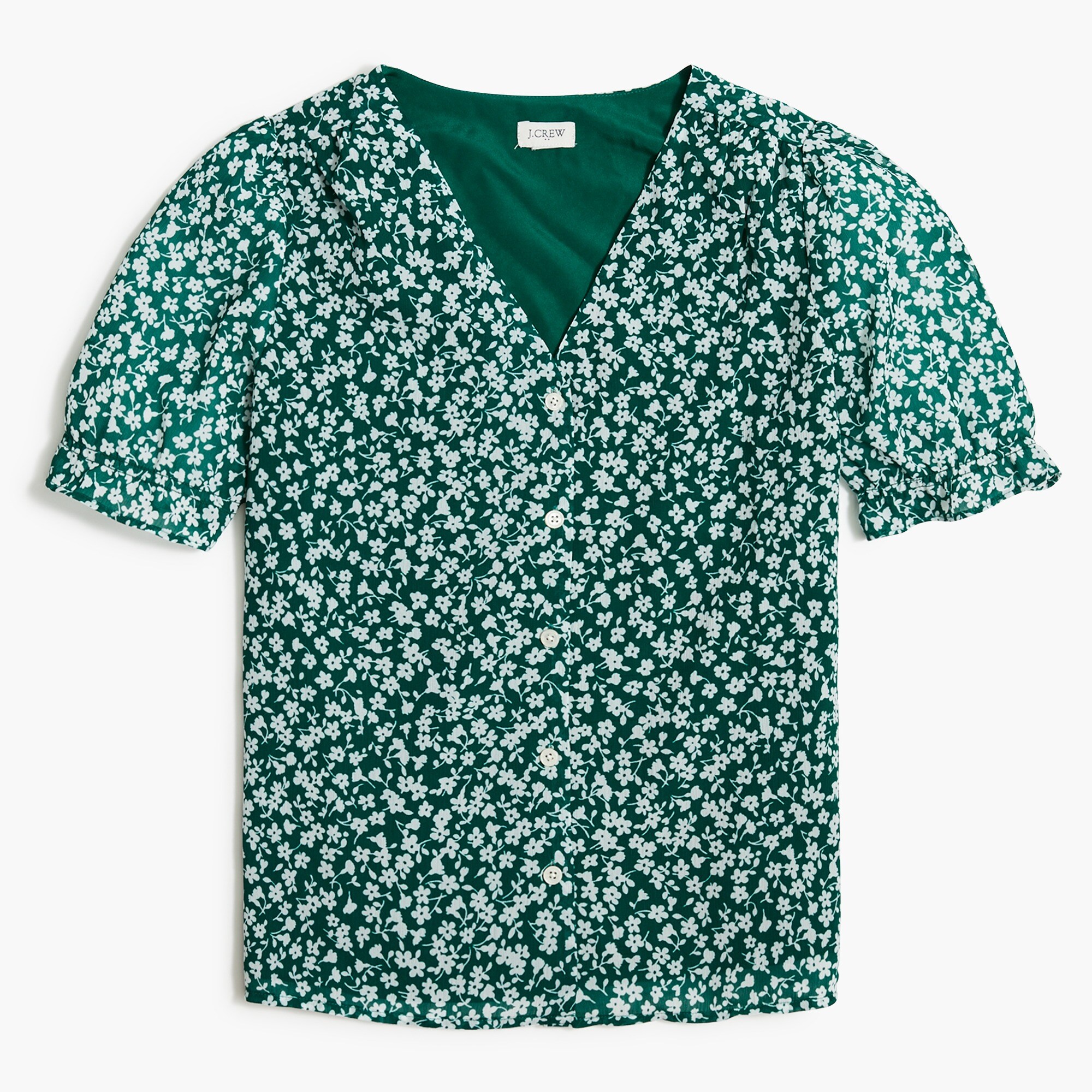 V-neck puff-sleeve top