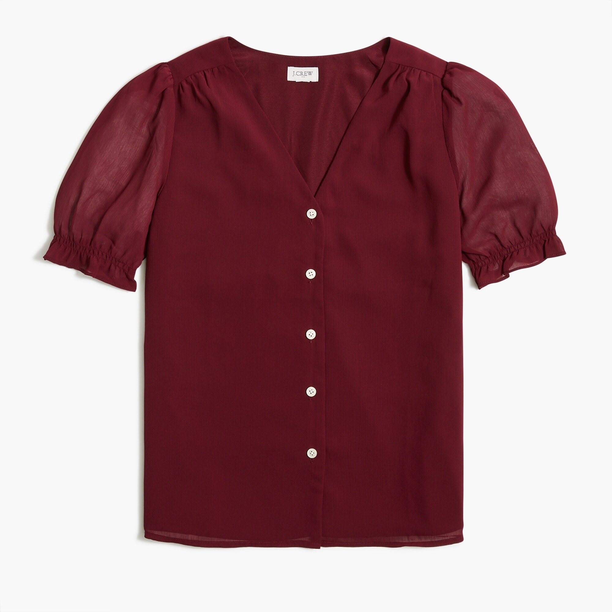 V-neck puff-sleeve top