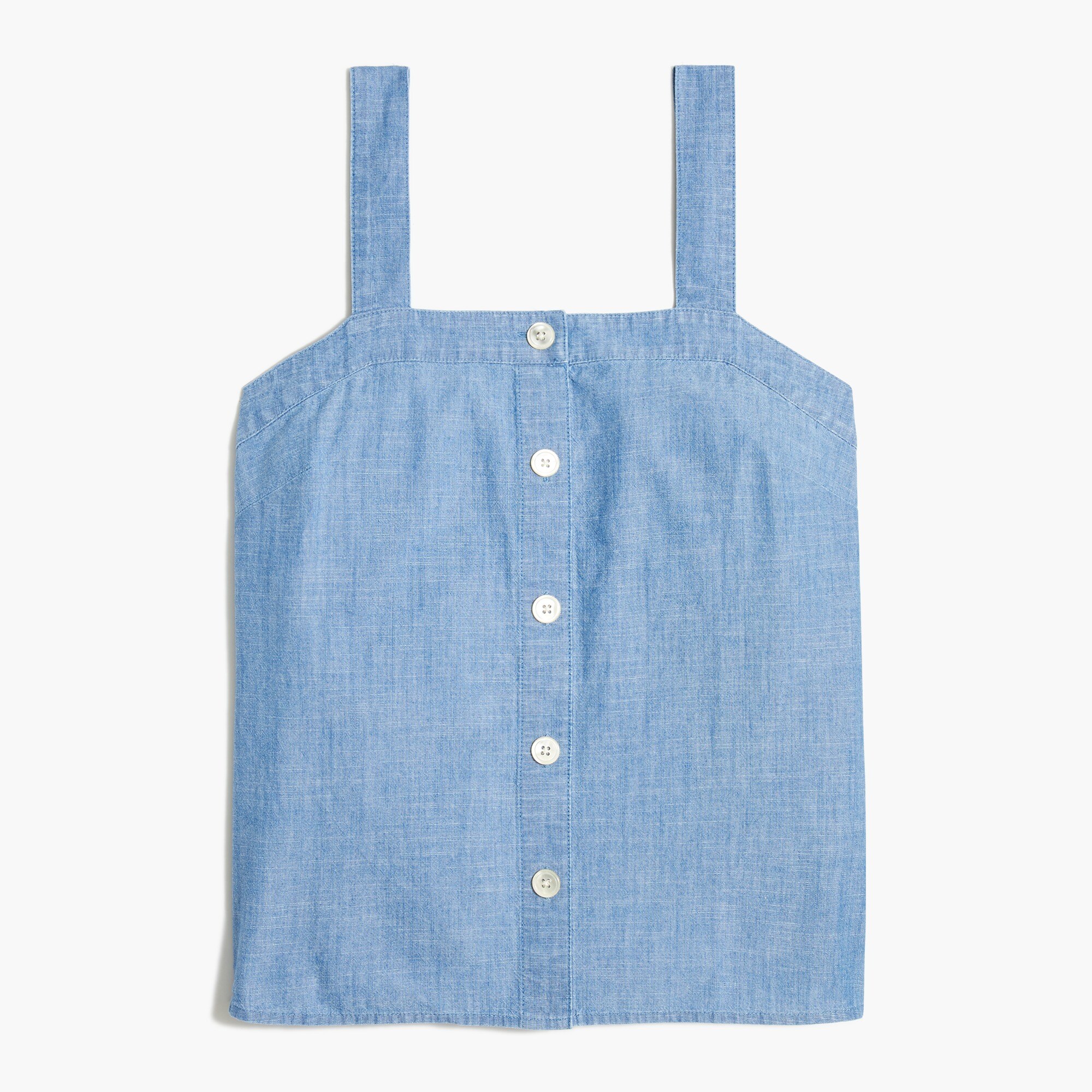 chambray button-front tank top for women