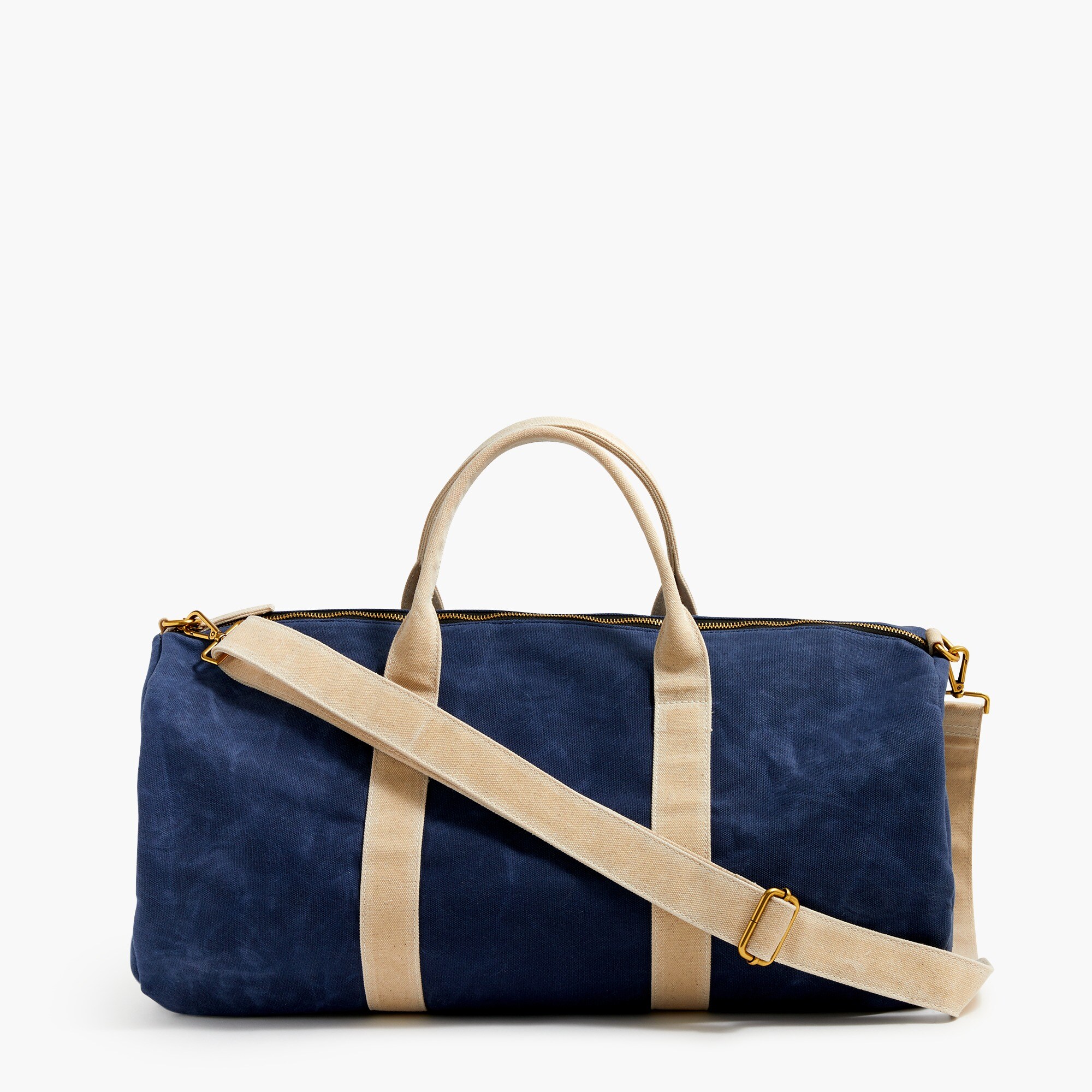 washed canvas weekender bag for men