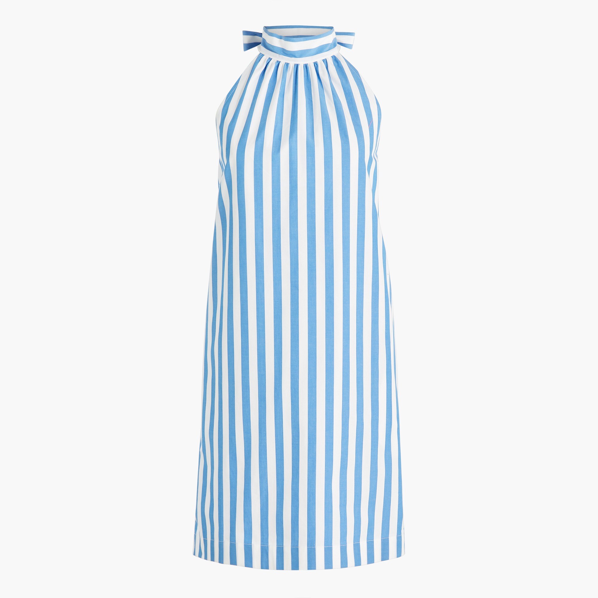 Tie-neck cotton mini shift dress