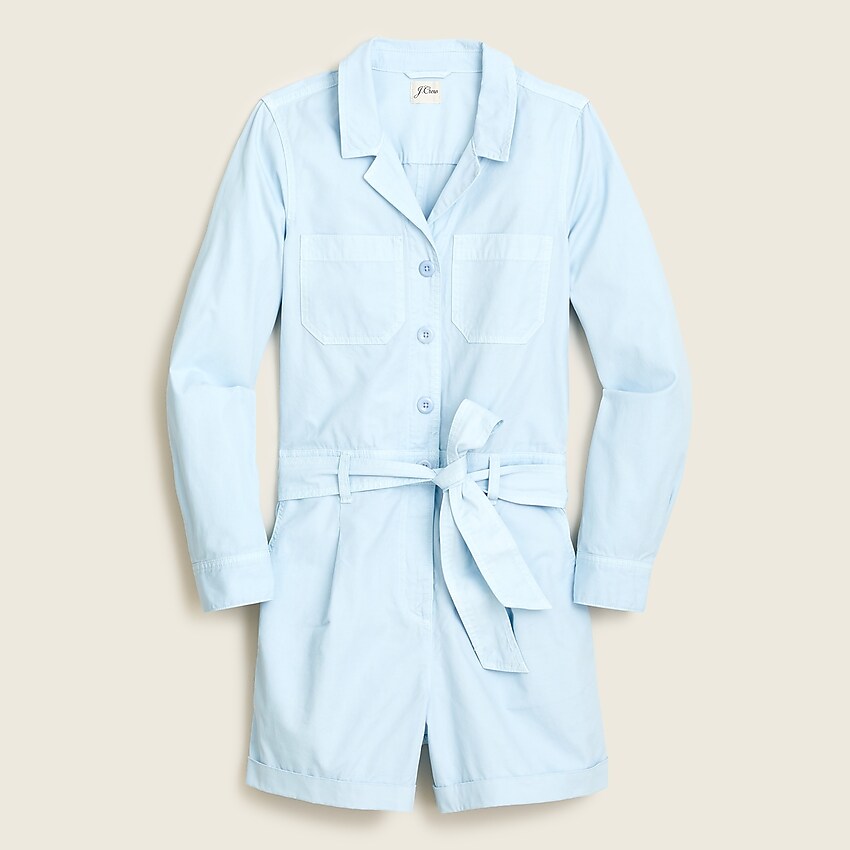 j.crew: foundry chino short coveralls for women, right side, view zoomed