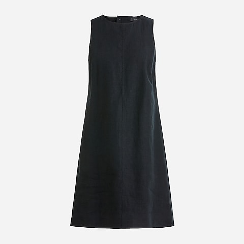womens Button-back linen shift dress