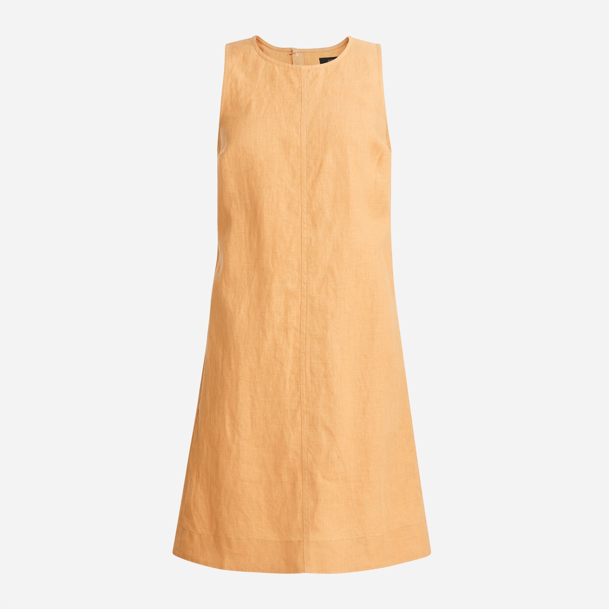 Button-back linen shift dress