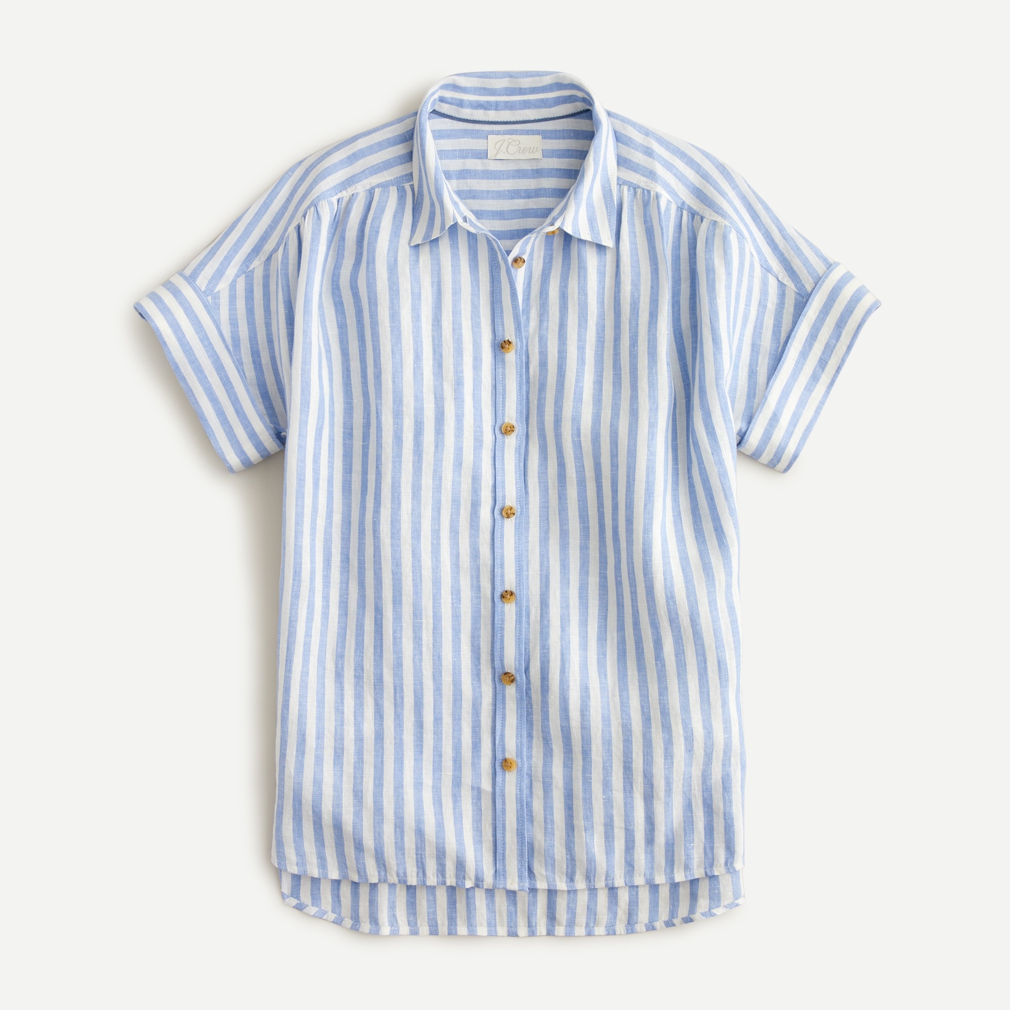Relaxed-fit short-sleeve Baird McNutt Irish linen shirt in stripe