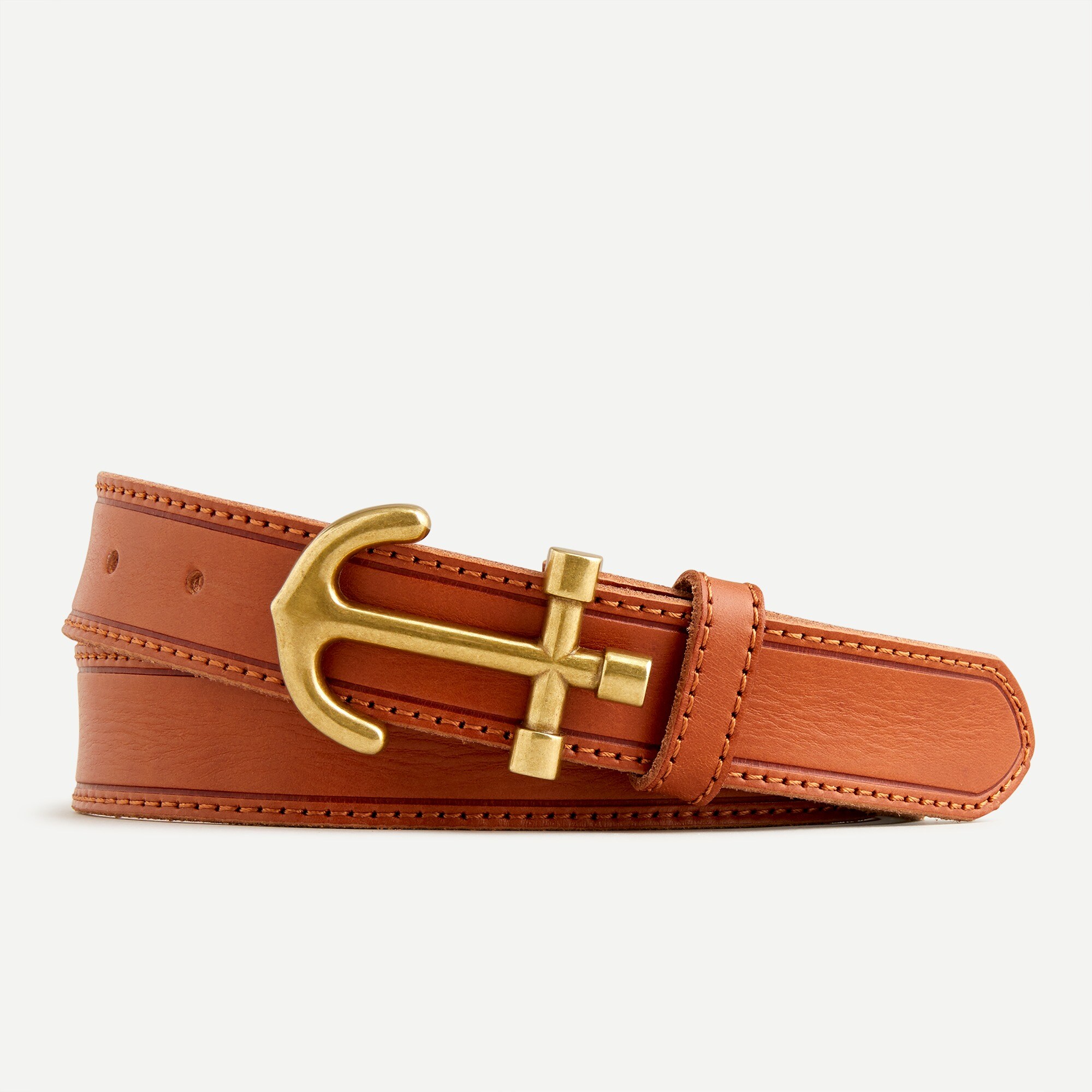 J.Crew: Leather Belt With Anchor Buckle For Women