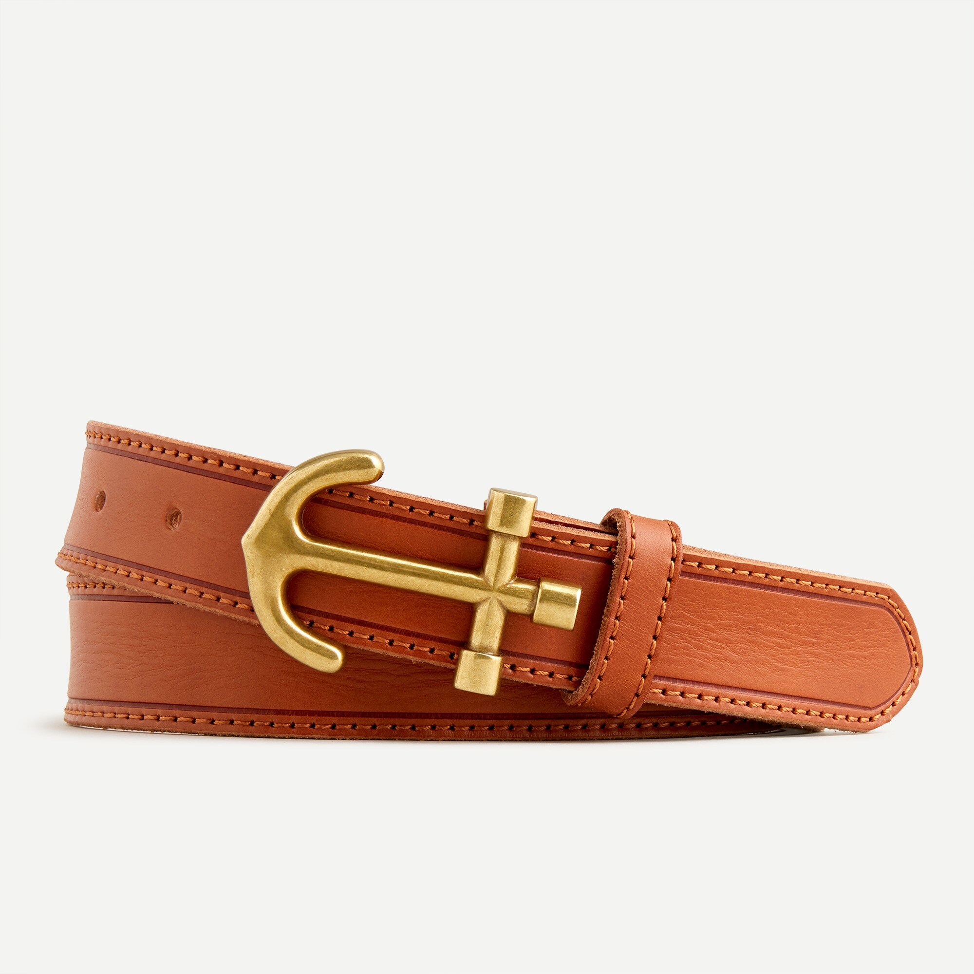 Leather belt with anchor buckle