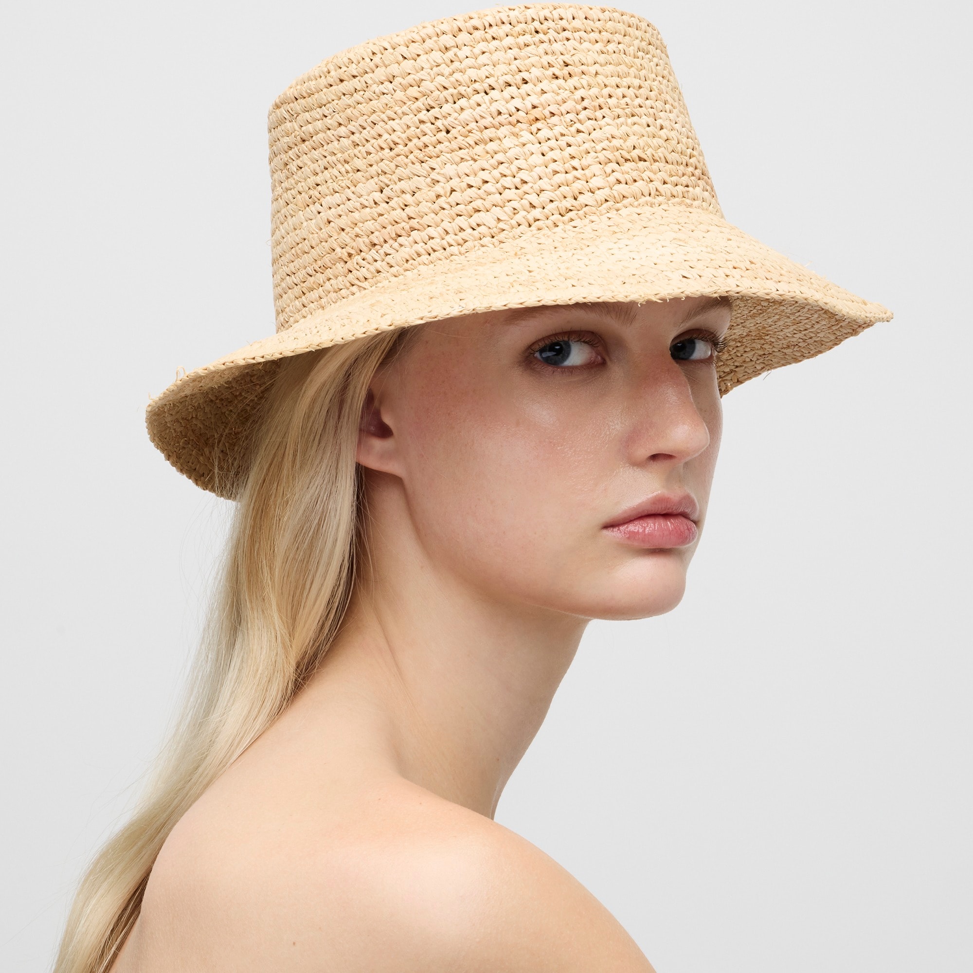 J.Crew: Raffia Bucket Hat For Women