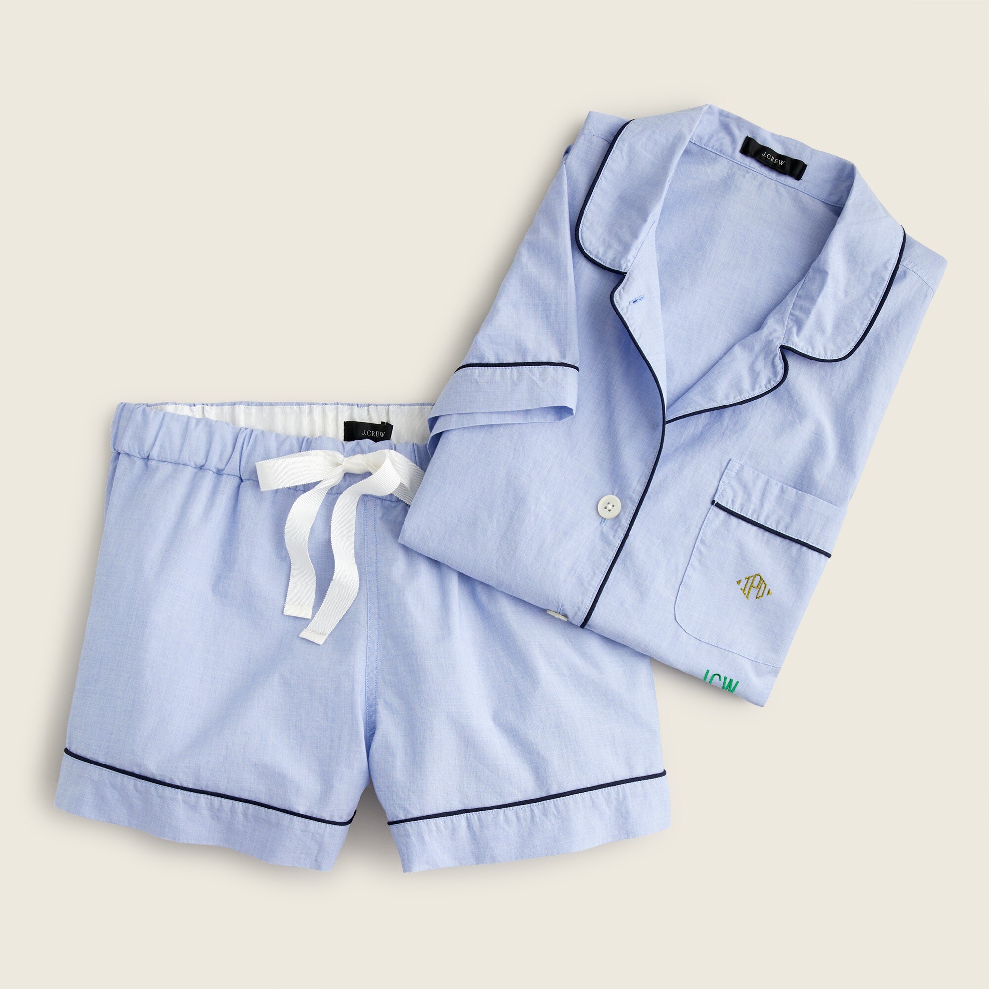 End-on-end cotton pajama short set