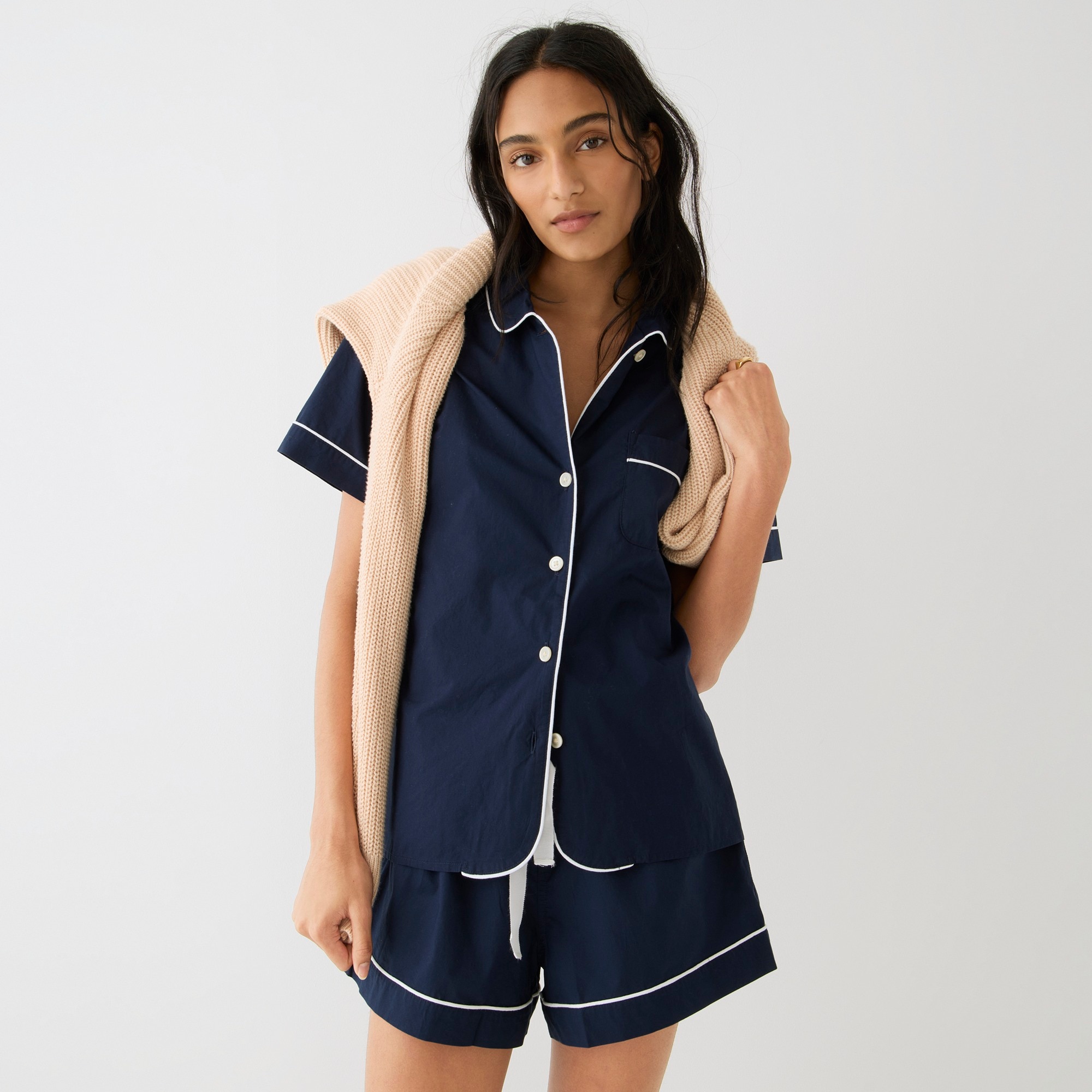 j.crew: end-on-end cotton pajama short set for women