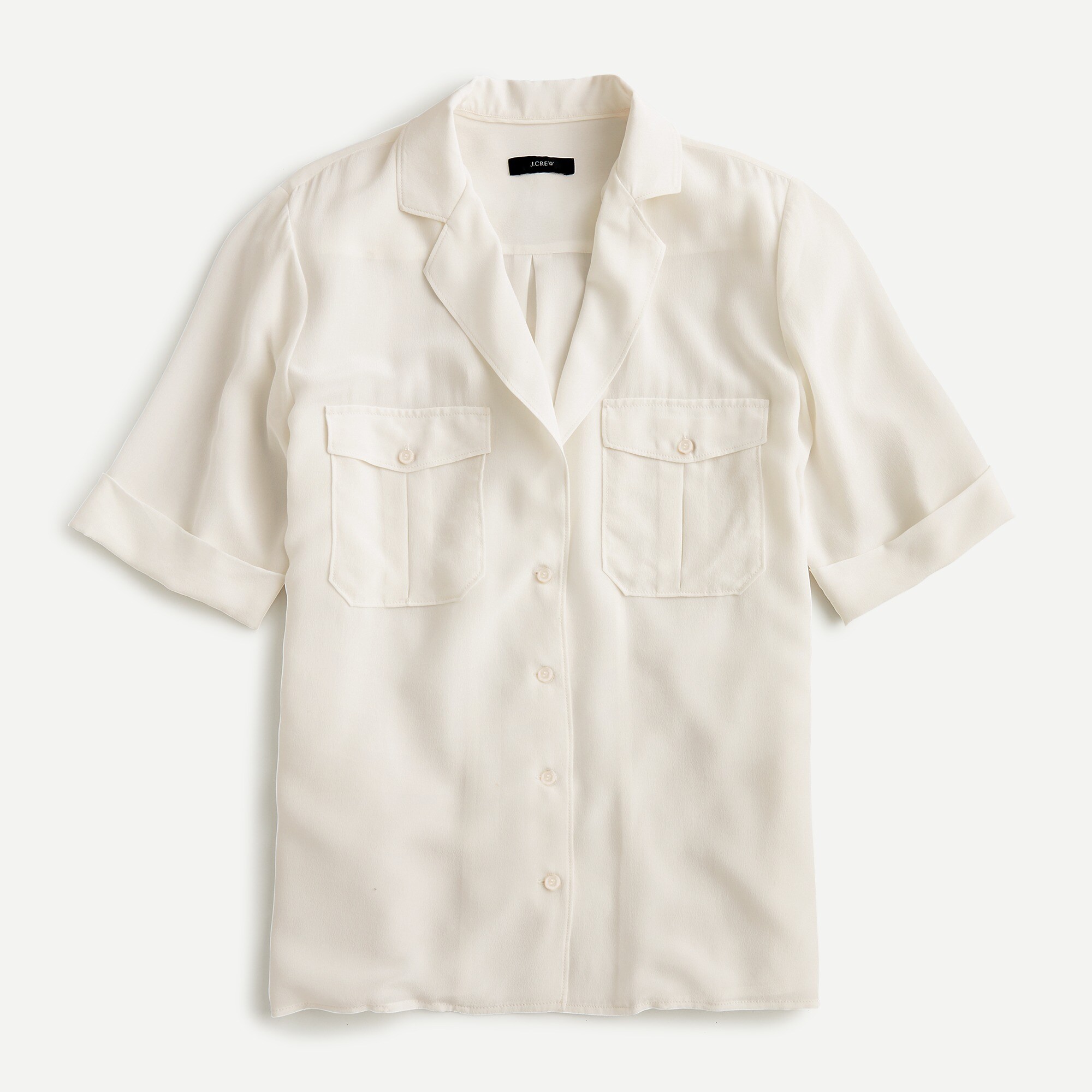 Short-sleeve silk camp shirt