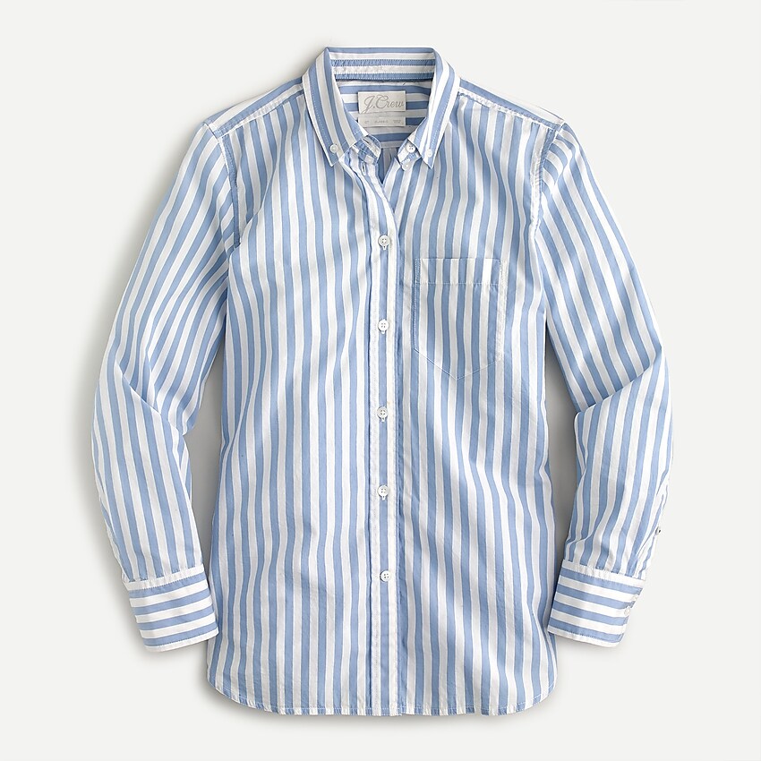 J.Crew: Classic-fit Washed Cotton Poplin Shirt In Stripe For Women