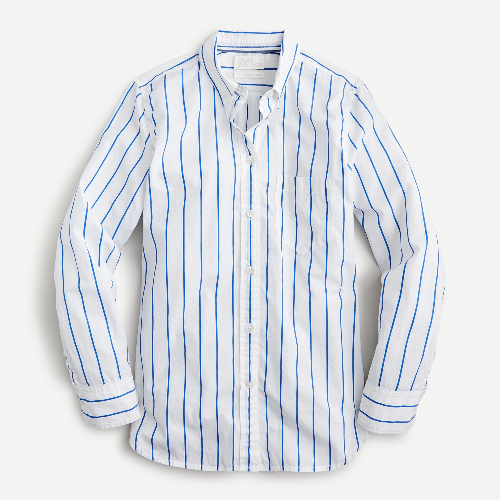Classic-fit Washed Cotton Poplin Shirt In Wide Stripe For Women