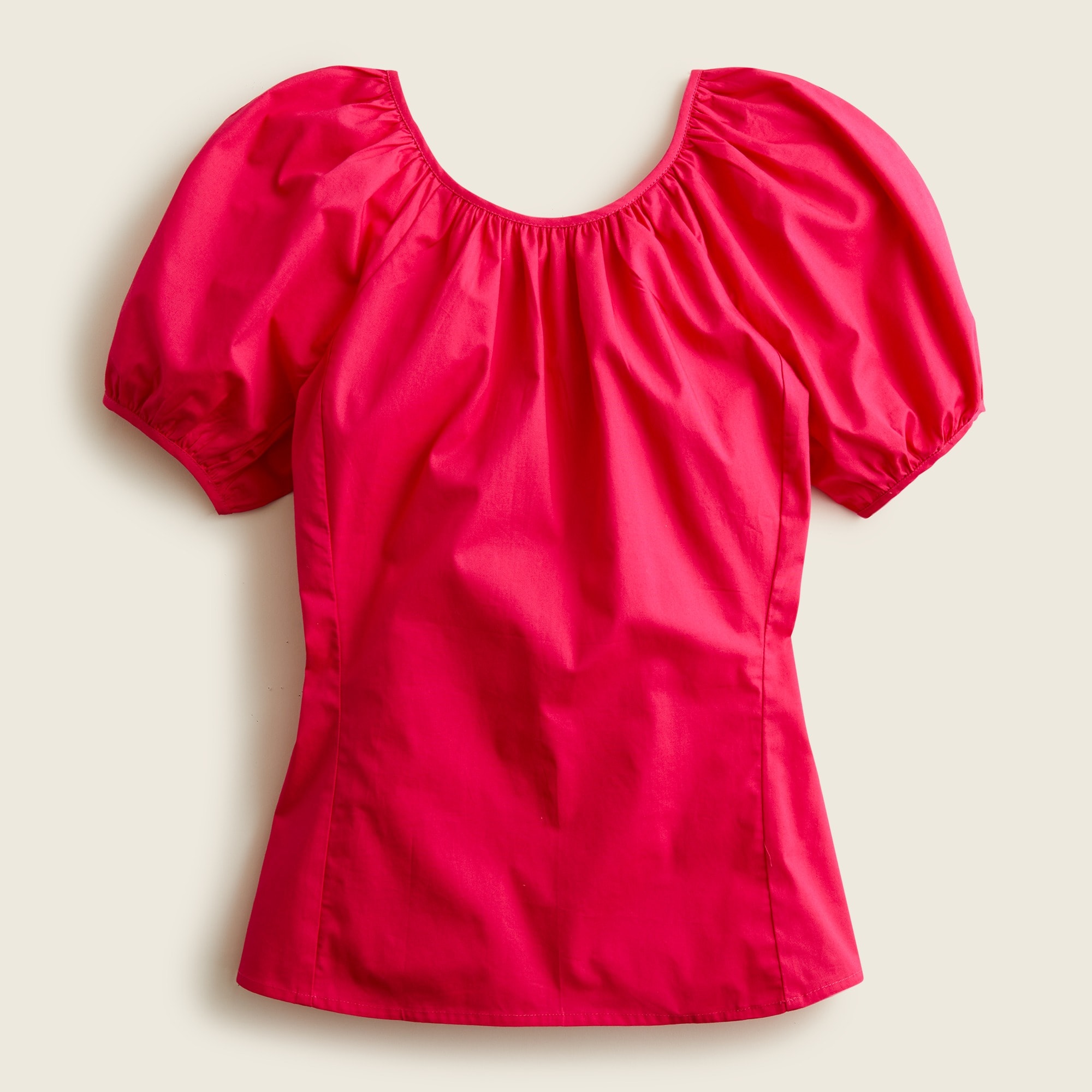 V-back Puff-sleeve Stretch Cotton-blend Poplin Top For Women | J.Crew