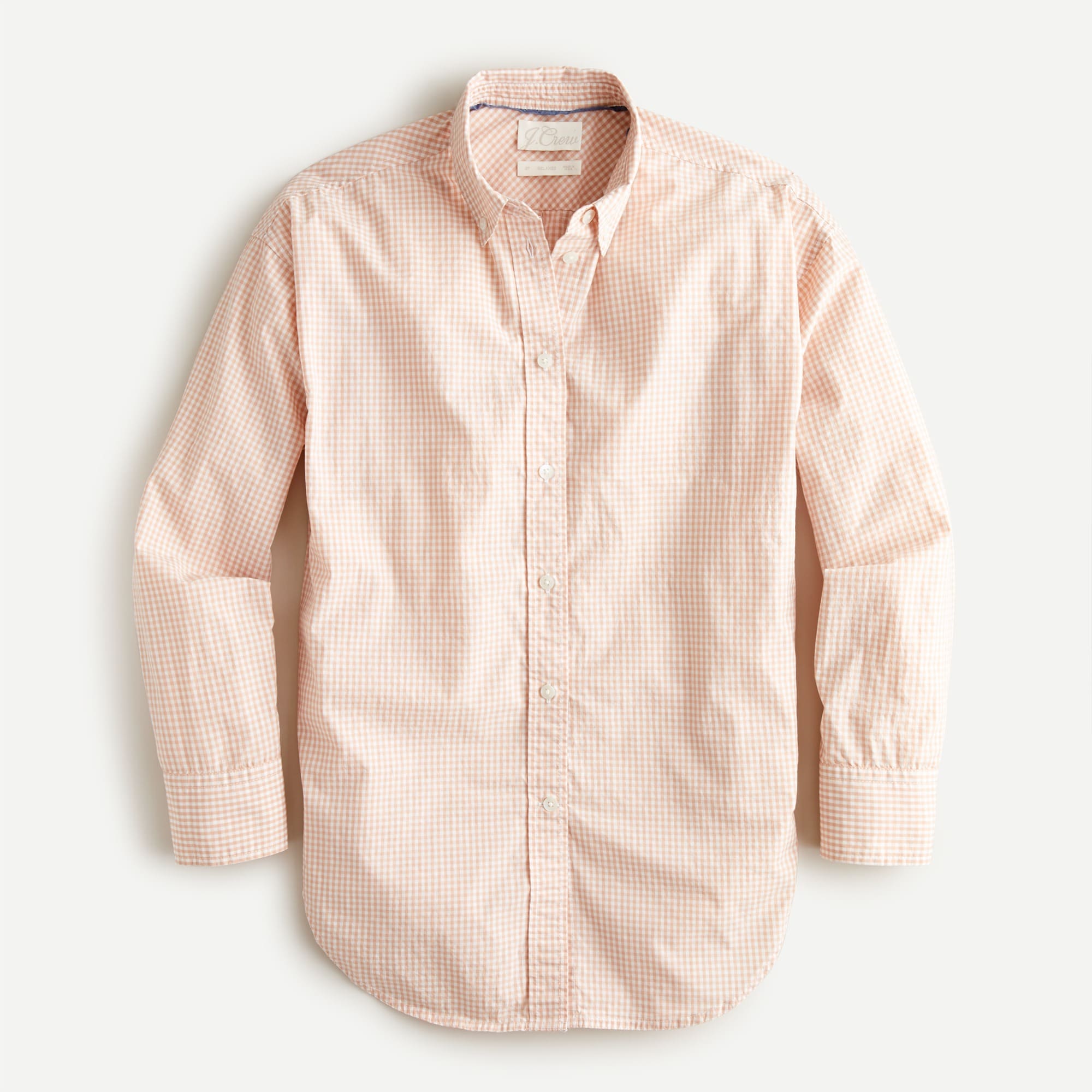 J.Crew: Relaxed-fit Washed Cotton Poplin Shirt In Mini Gingham For Women