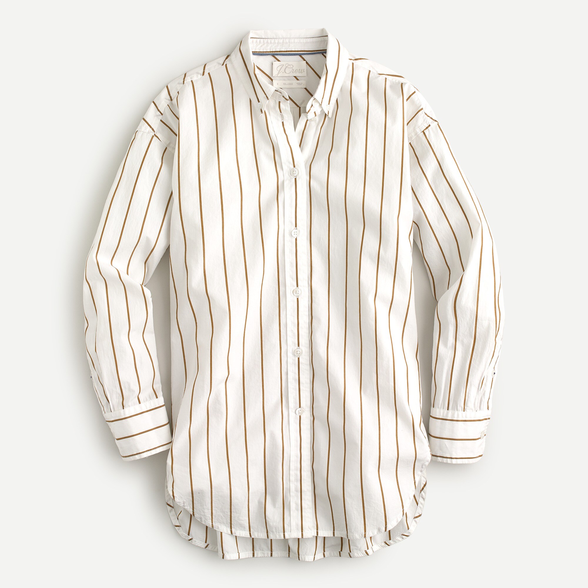 Relaxed-fit washed cotton poplin shirt in wide stripe