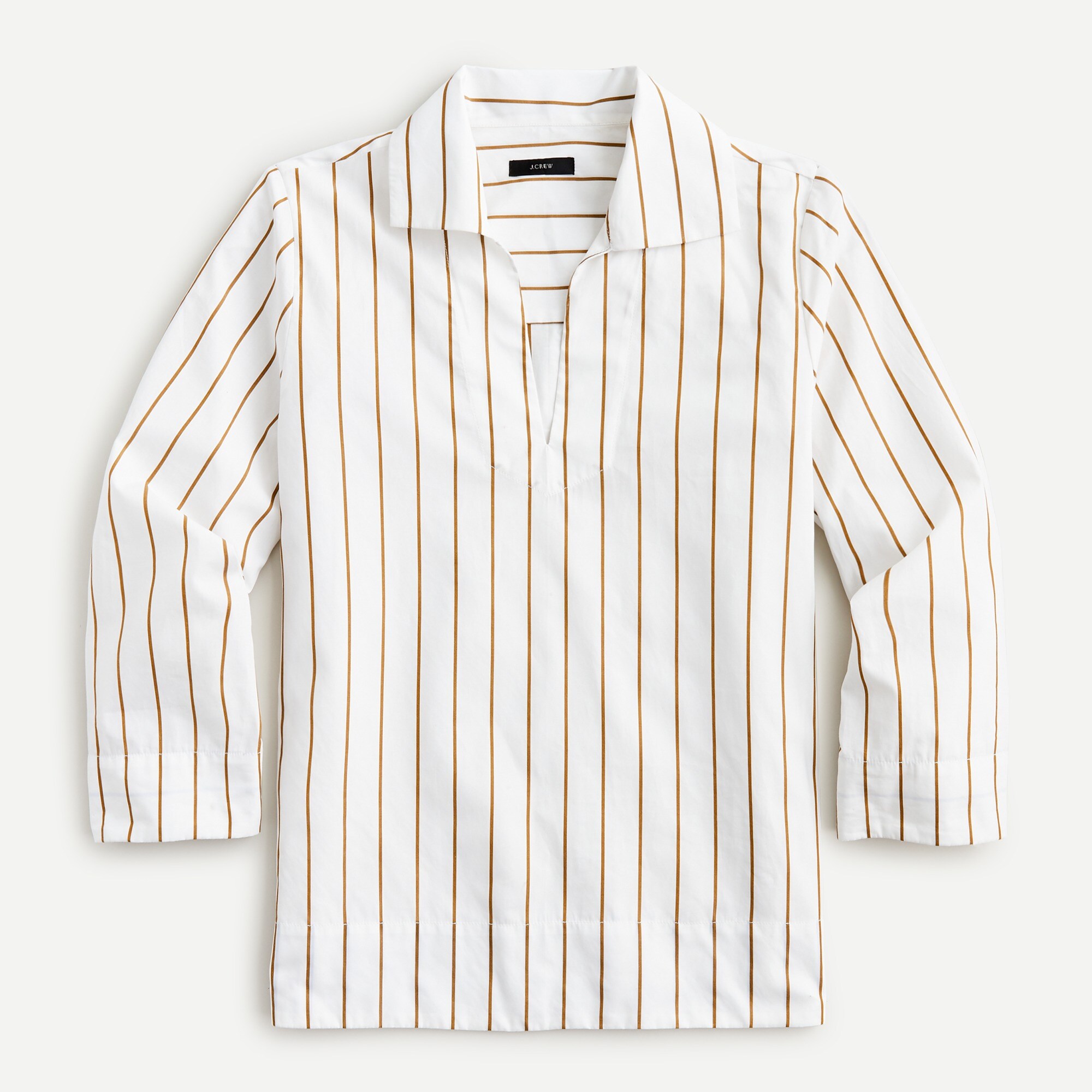 Collared cotton poplin popover in stripe