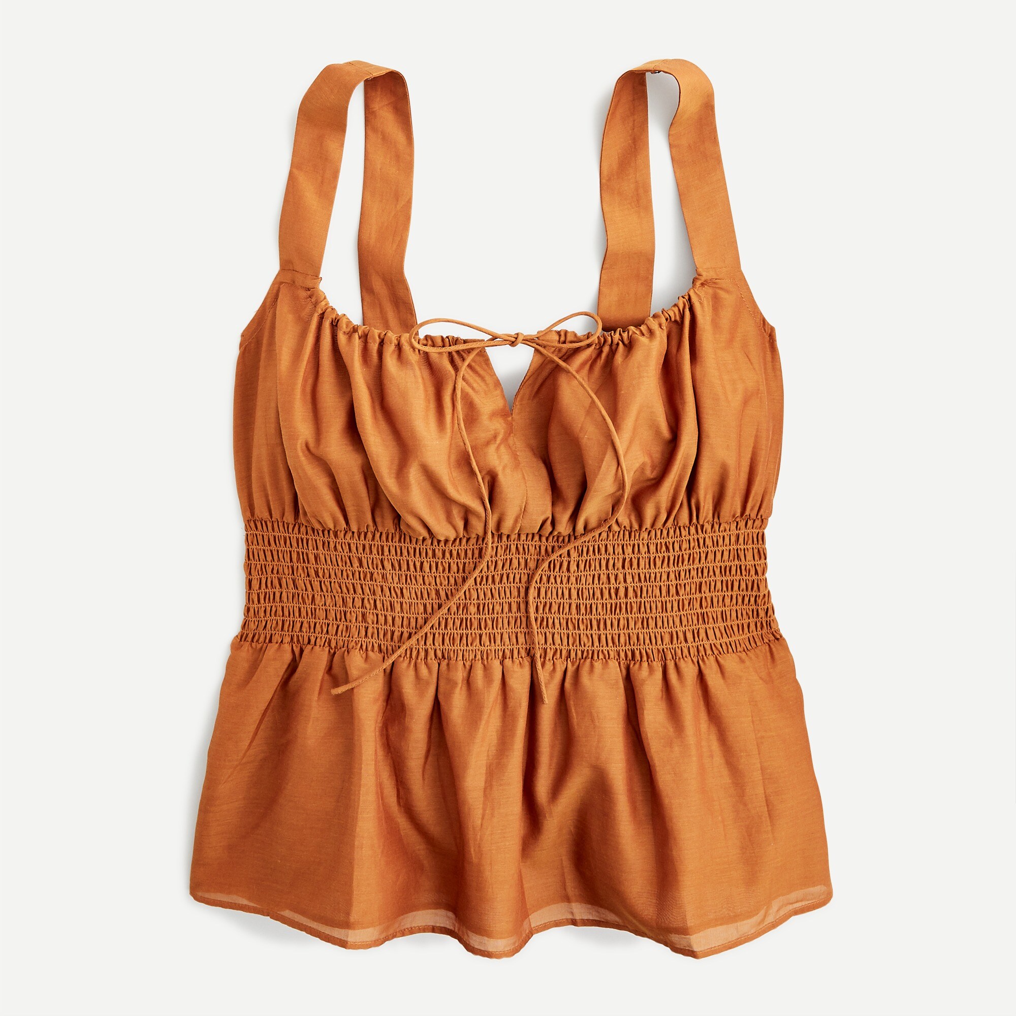 Smocked-waist tank in silk-cotton voile