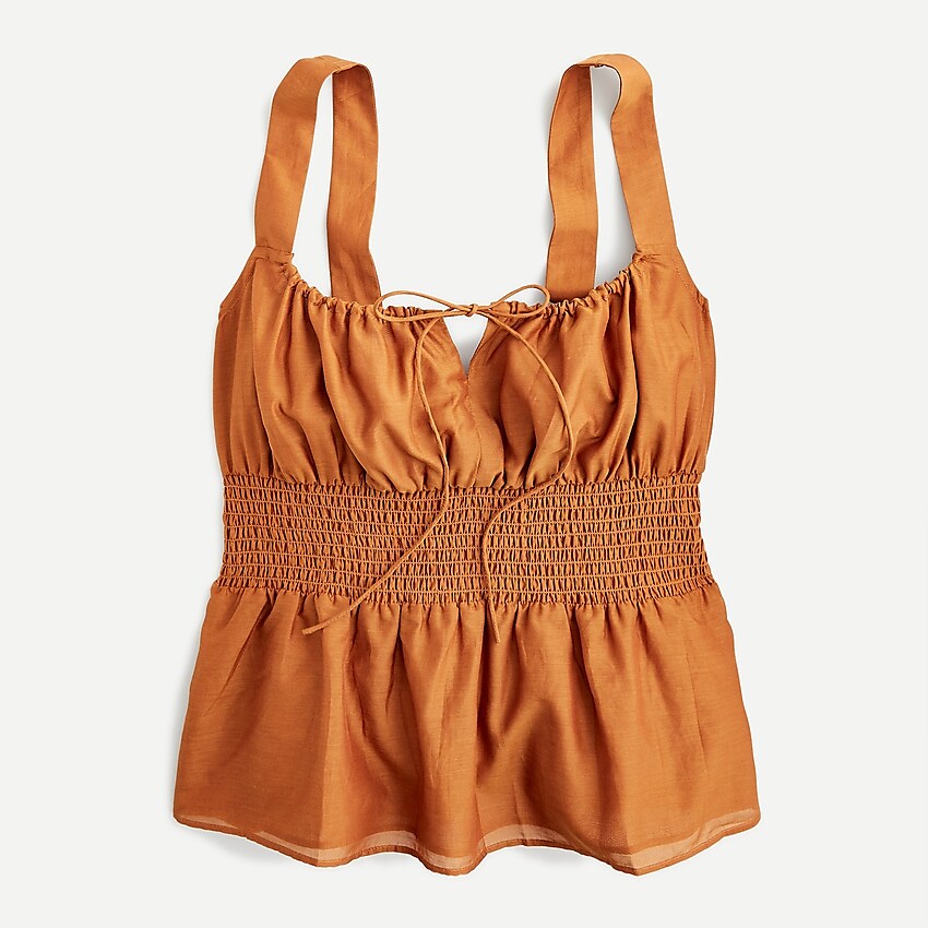 j.crew: smocked-waist tank in silk-cotton voile for women, right side, view zoomed