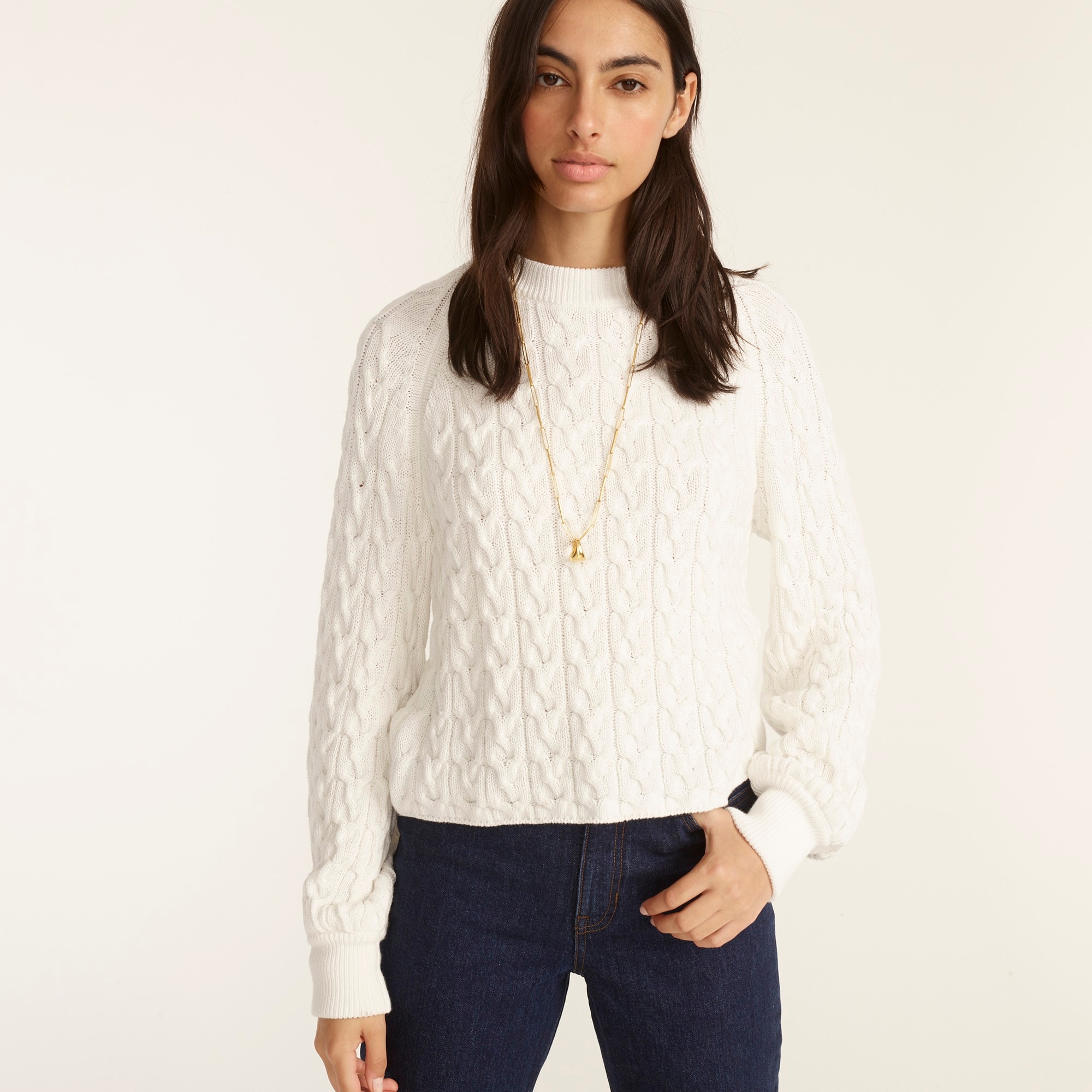 Relaxed-fit cable-knit crewneck sweater - image 3