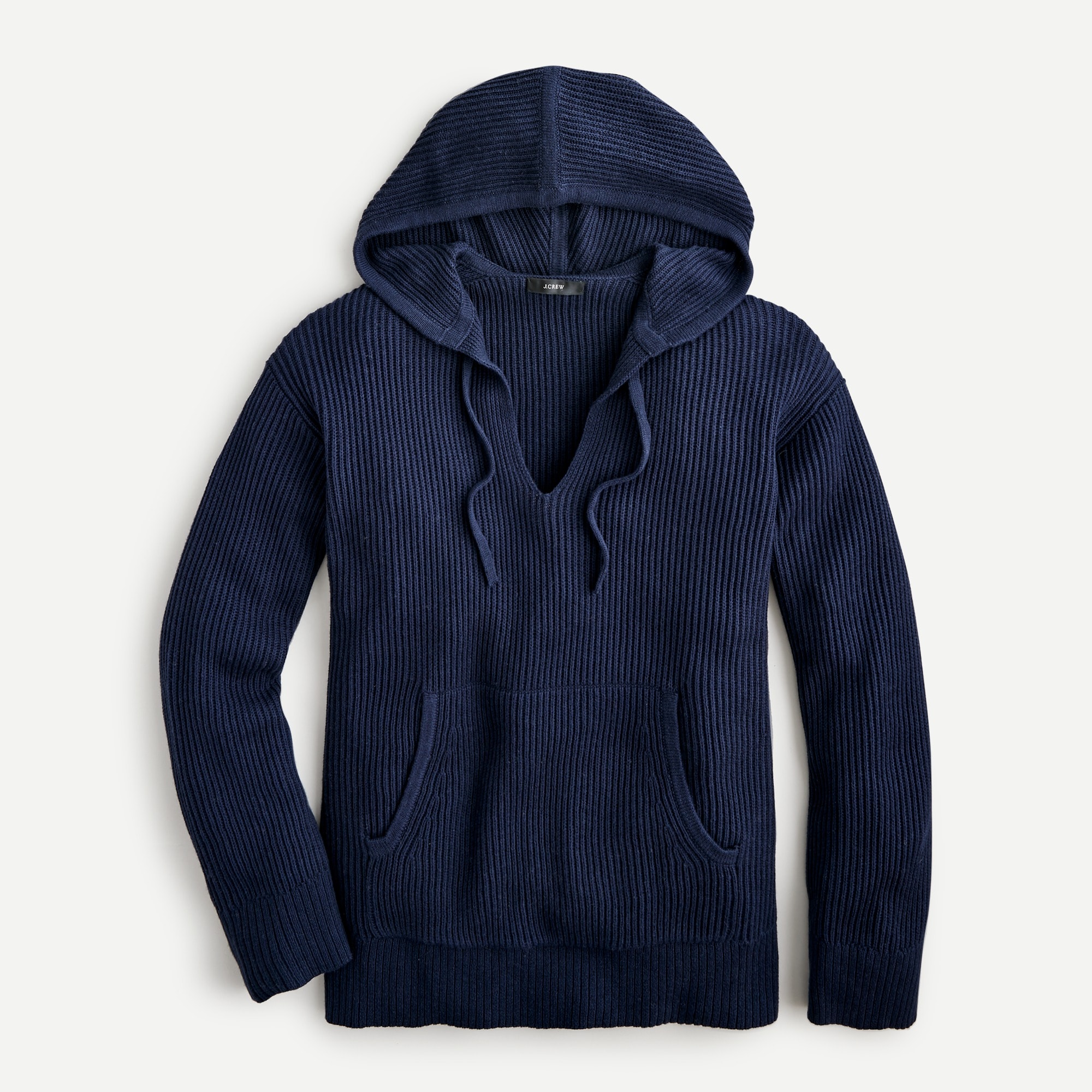 Ribbed cotton-cashmere hoodie
