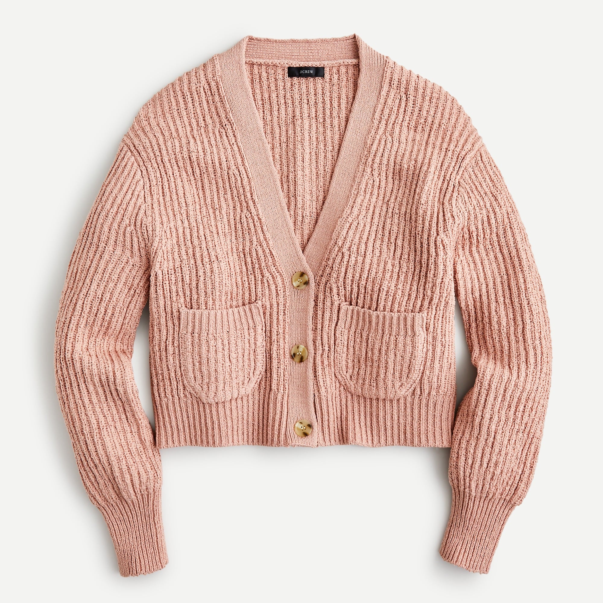 Cropped patch-pocket beach cardigan sweater