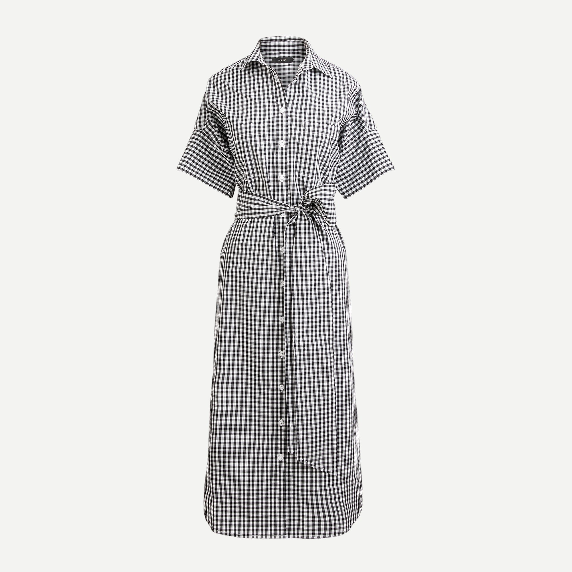 J.Crew Relaxed fit Short sleeve Cotton Poplin Shirtdress In Gingham For Women