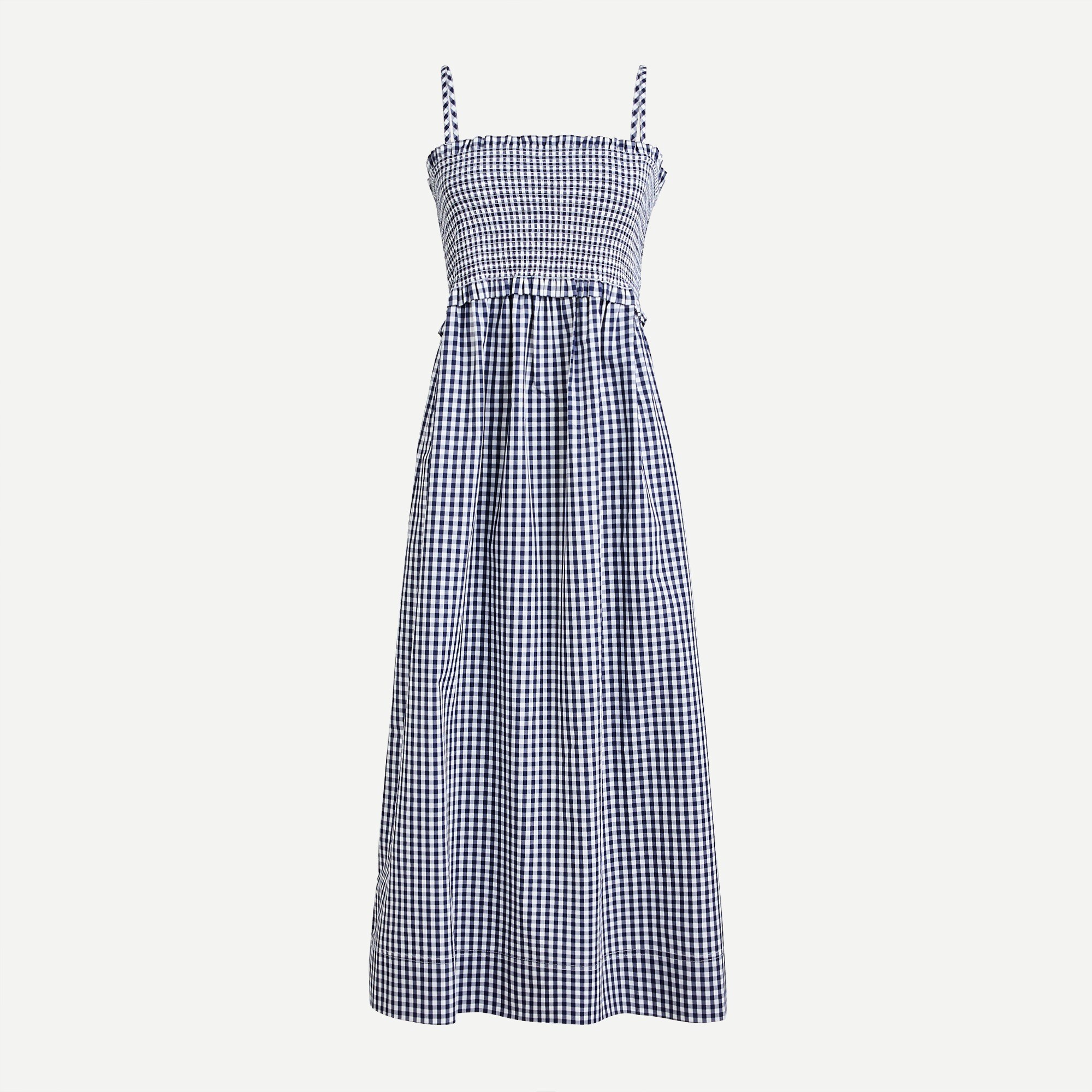 Smocked cotton poplin dress in gingham